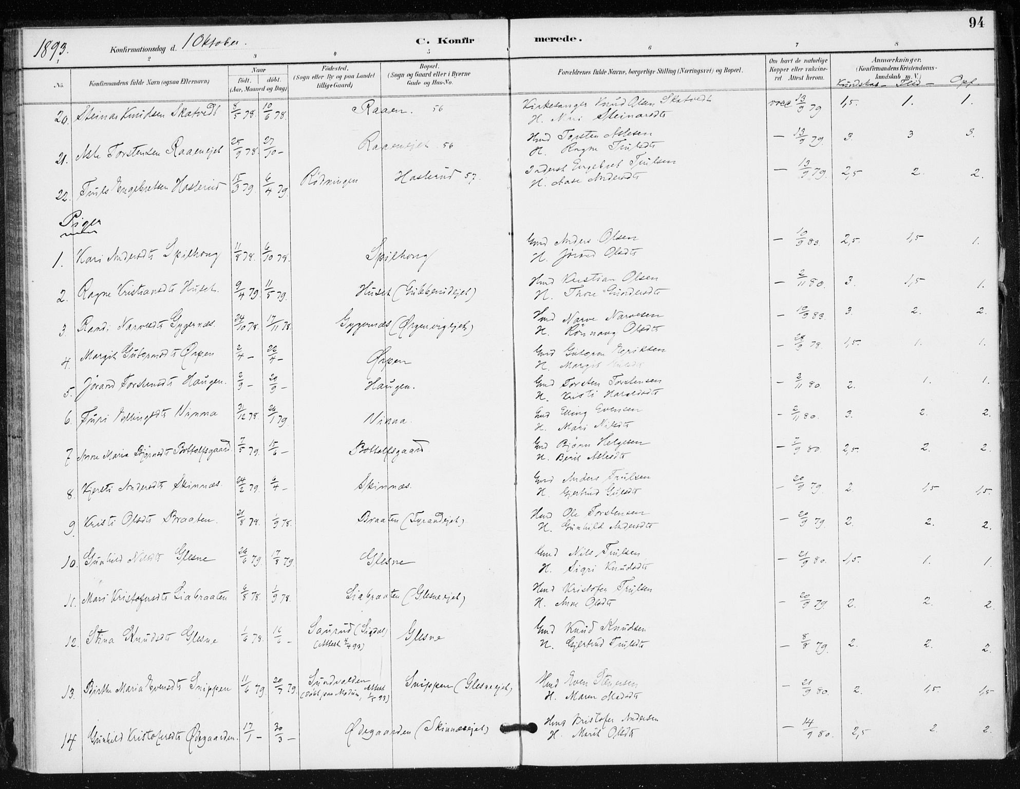 Krødsherad kirkebøker, AV/SAKO-A-19/F/Fa/L0006: Parish register (official) no. 6, 1889-1899, p. 94