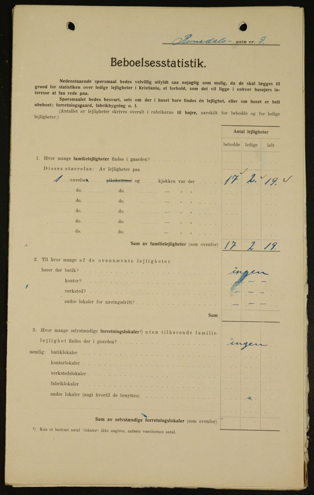 OBA, Municipal Census 1909 for Kristiania, 1909, p. 75557