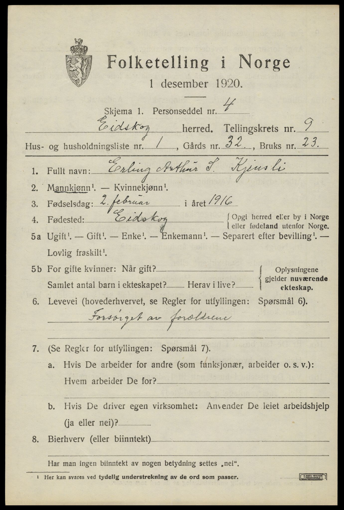 SAH, 1920 census for Eidskog, 1920, p. 10177