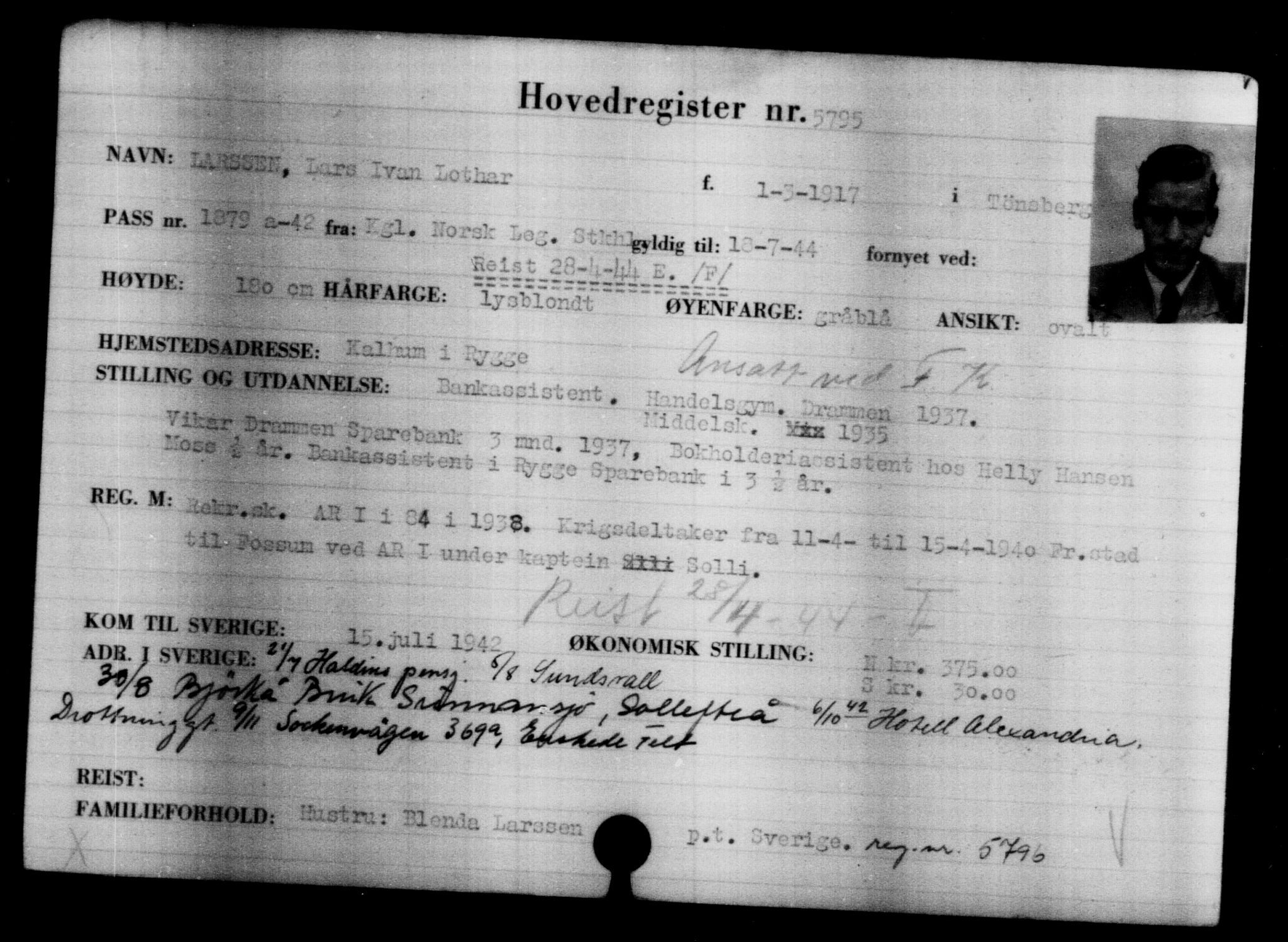 Utenriksstasjonene, Legasjonen i Stockholm, Flyktningkontoret, AV/RA-S-6753/V/Va/L0004: Kjesäterkartoteket, flyktninger med registreringsnr. 3496-6610, 1940-1945, p. 2671
