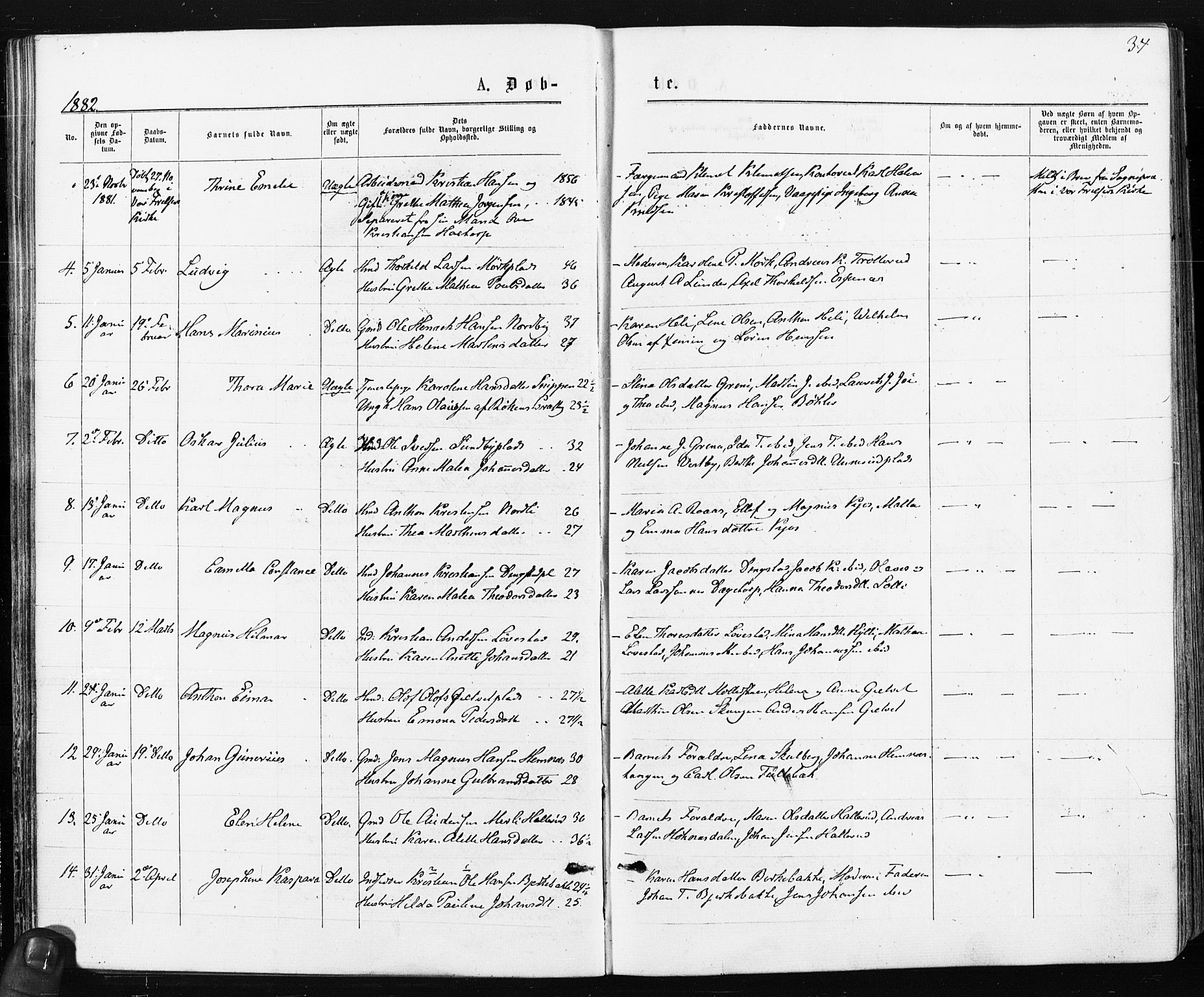 Spydeberg prestekontor Kirkebøker, AV/SAO-A-10924/F/Fa/L0007: Parish register (official) no. I 7, 1875-1885, p. 34