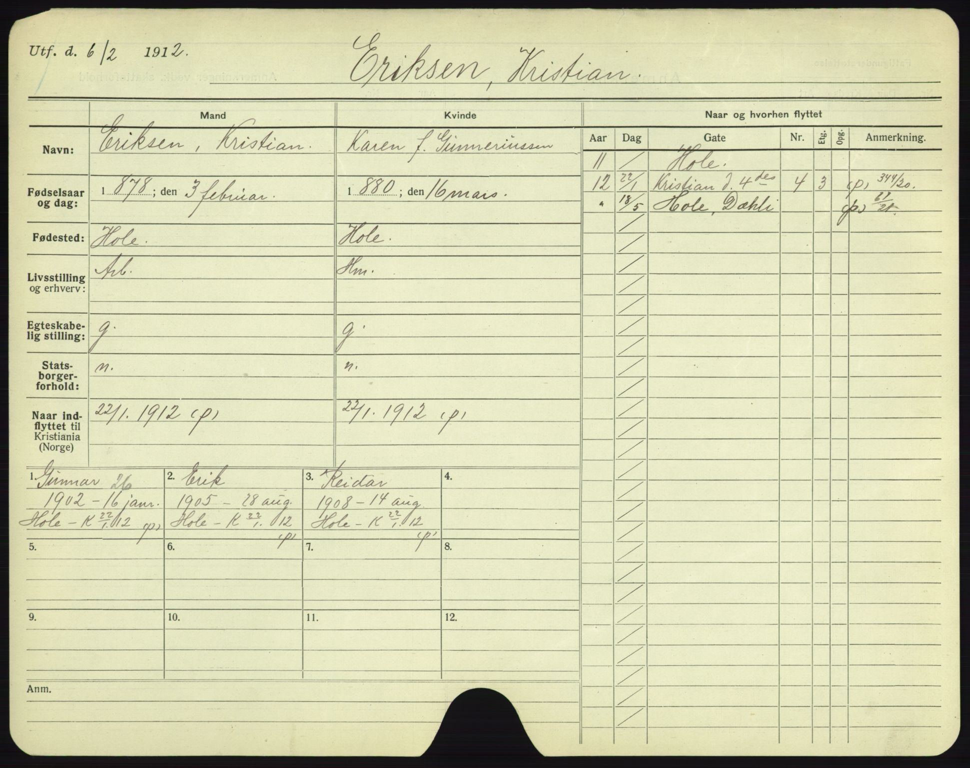 Oslo folkeregister, Registerkort, AV/SAO-A-11715/F/Fa/Fac/L0002: Menn, 1906-1914, p. 1125a