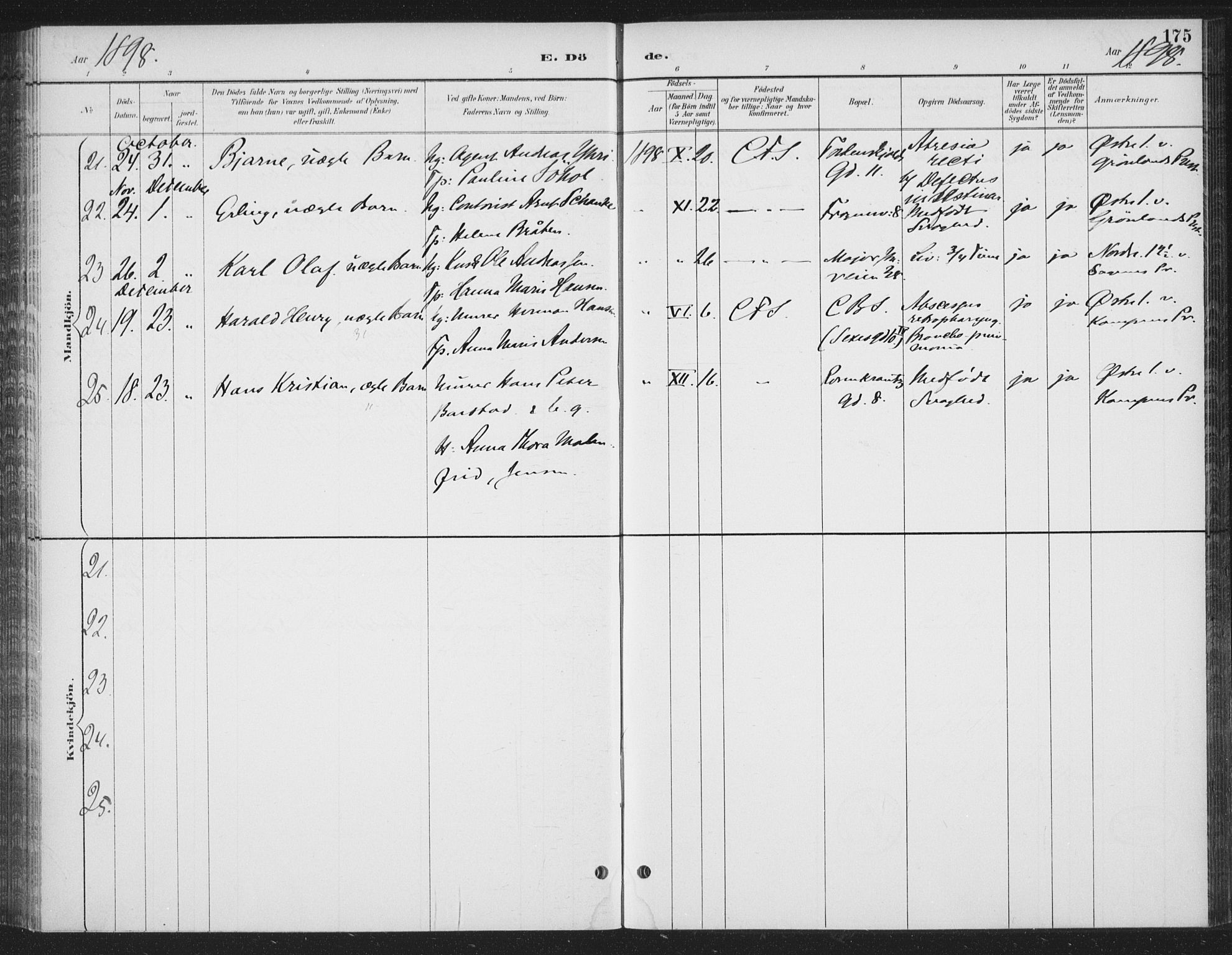 Rikshospitalet prestekontor Kirkebøker, AV/SAO-A-10309b/F/L0010: Parish register (official) no. 10, 1888-1912, p. 175