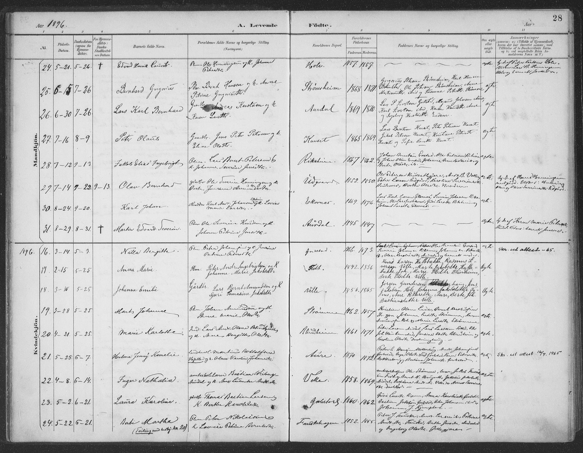 Ministerialprotokoller, klokkerbøker og fødselsregistre - Møre og Romsdal, AV/SAT-A-1454/523/L0335: Parish register (official) no. 523A02, 1891-1911, p. 28