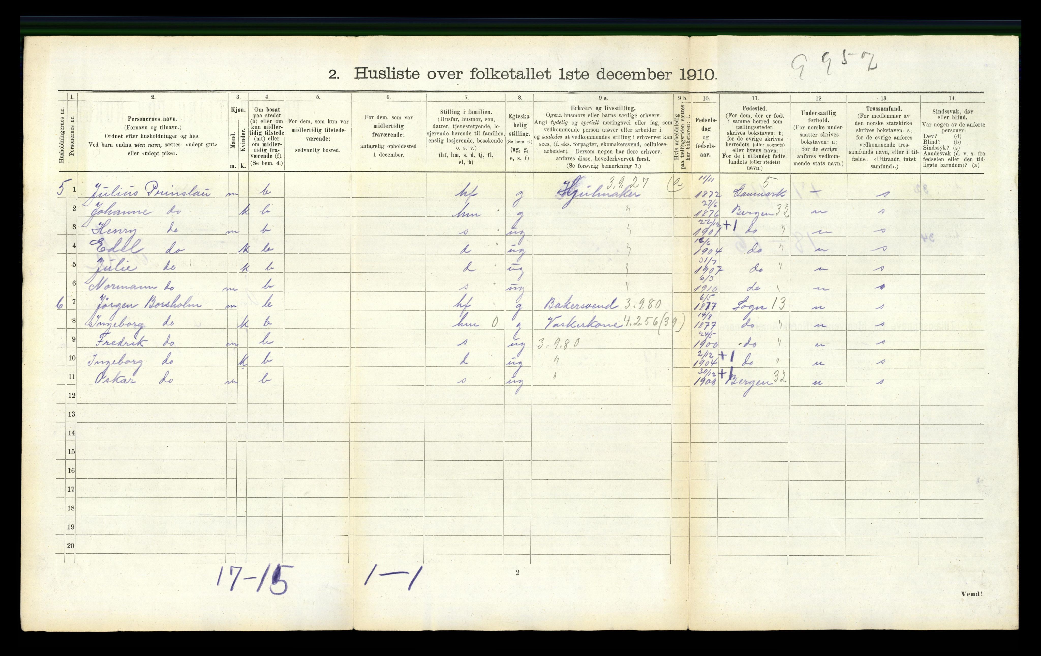 RA, 1910 census for Årstad, 1910, p. 779