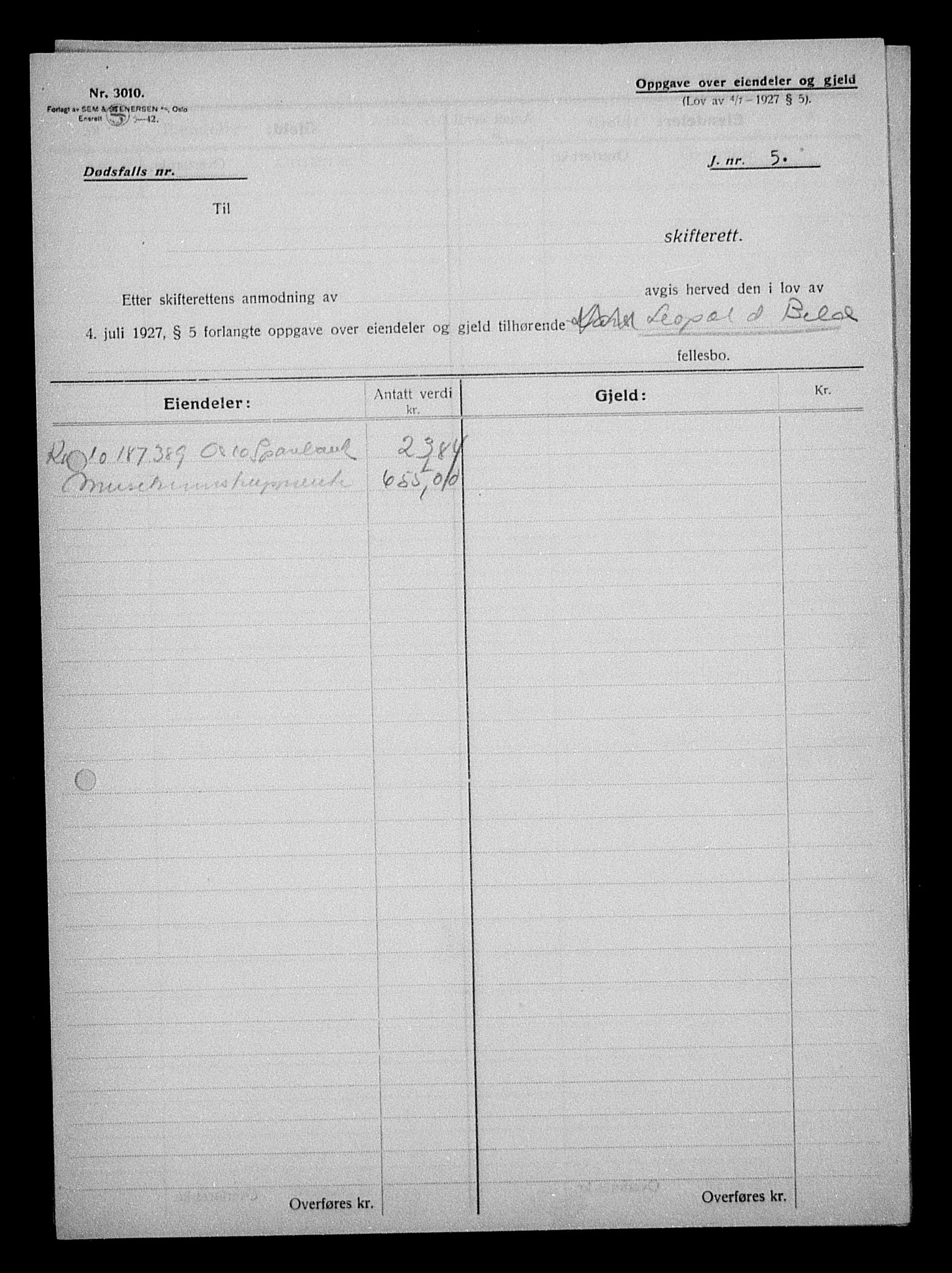 Justisdepartementet, Tilbakeføringskontoret for inndratte formuer, AV/RA-S-1564/H/Hc/Hcc/L0924: --, 1945-1947, p. 385