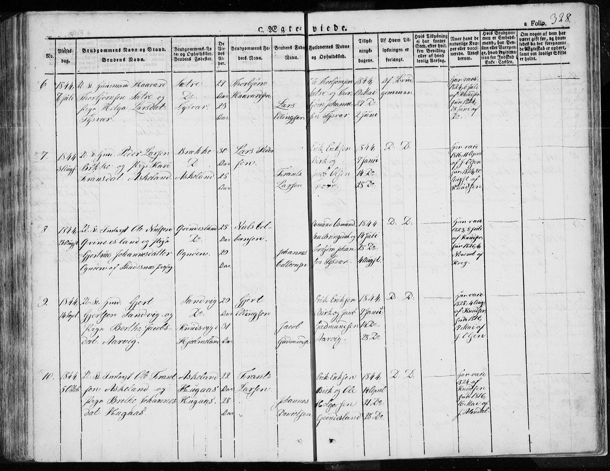 Tysvær sokneprestkontor, SAST/A -101864/H/Ha/Haa/L0001: Parish register (official) no. A 1.1, 1831-1856, p. 328