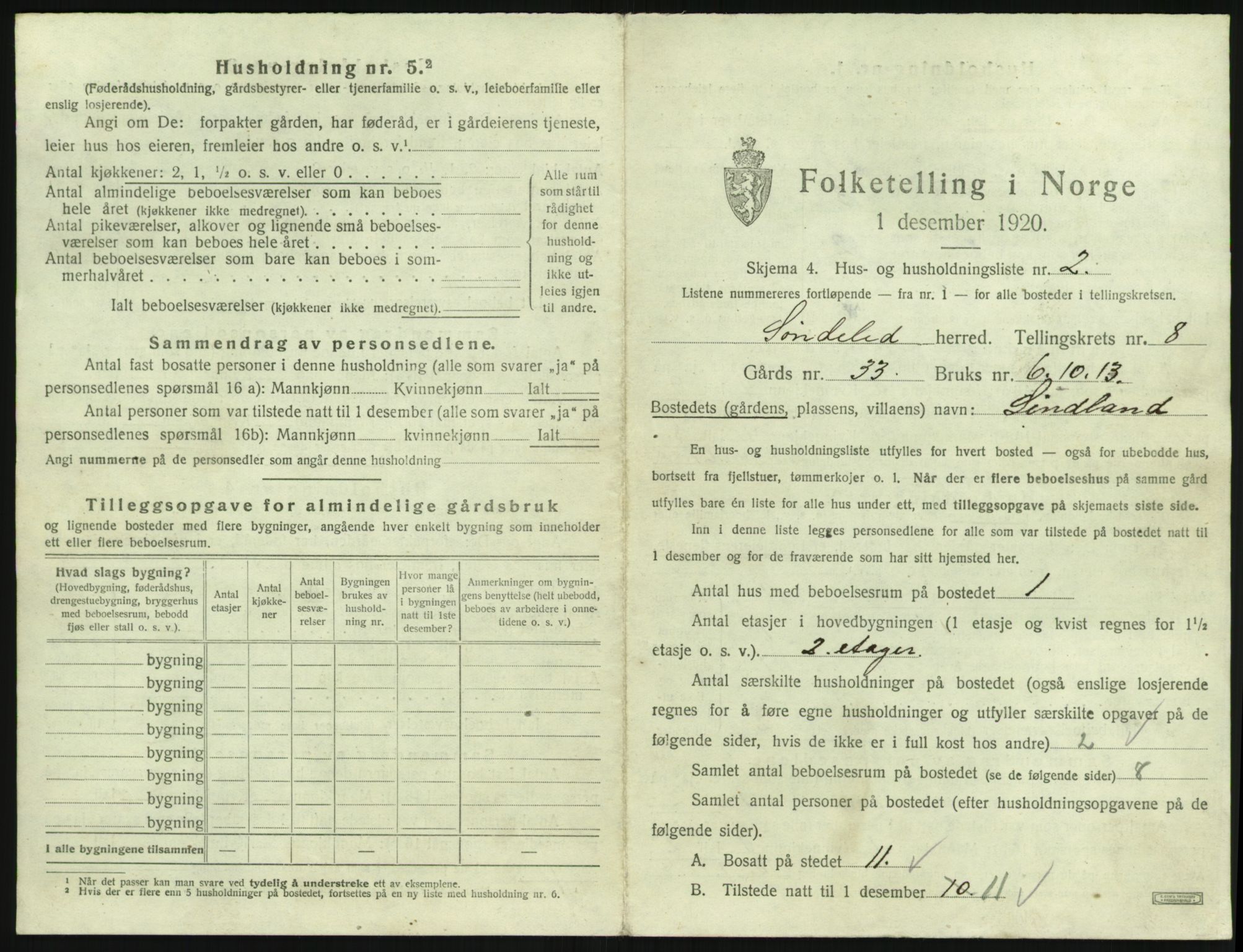 SAK, 1920 census for Søndeled, 1920, p. 705