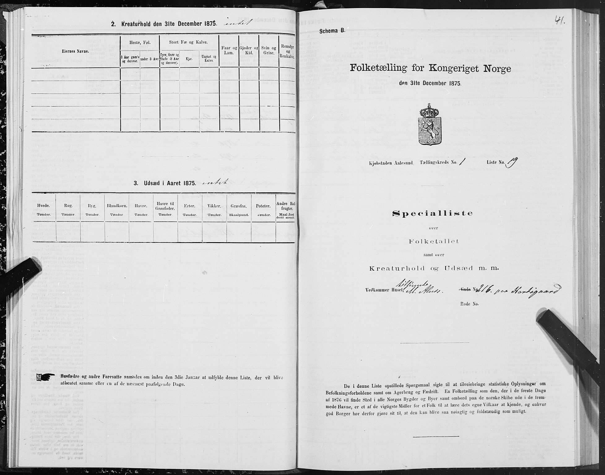 SAT, 1875 census for 1501P Ålesund, 1875, p. 1041