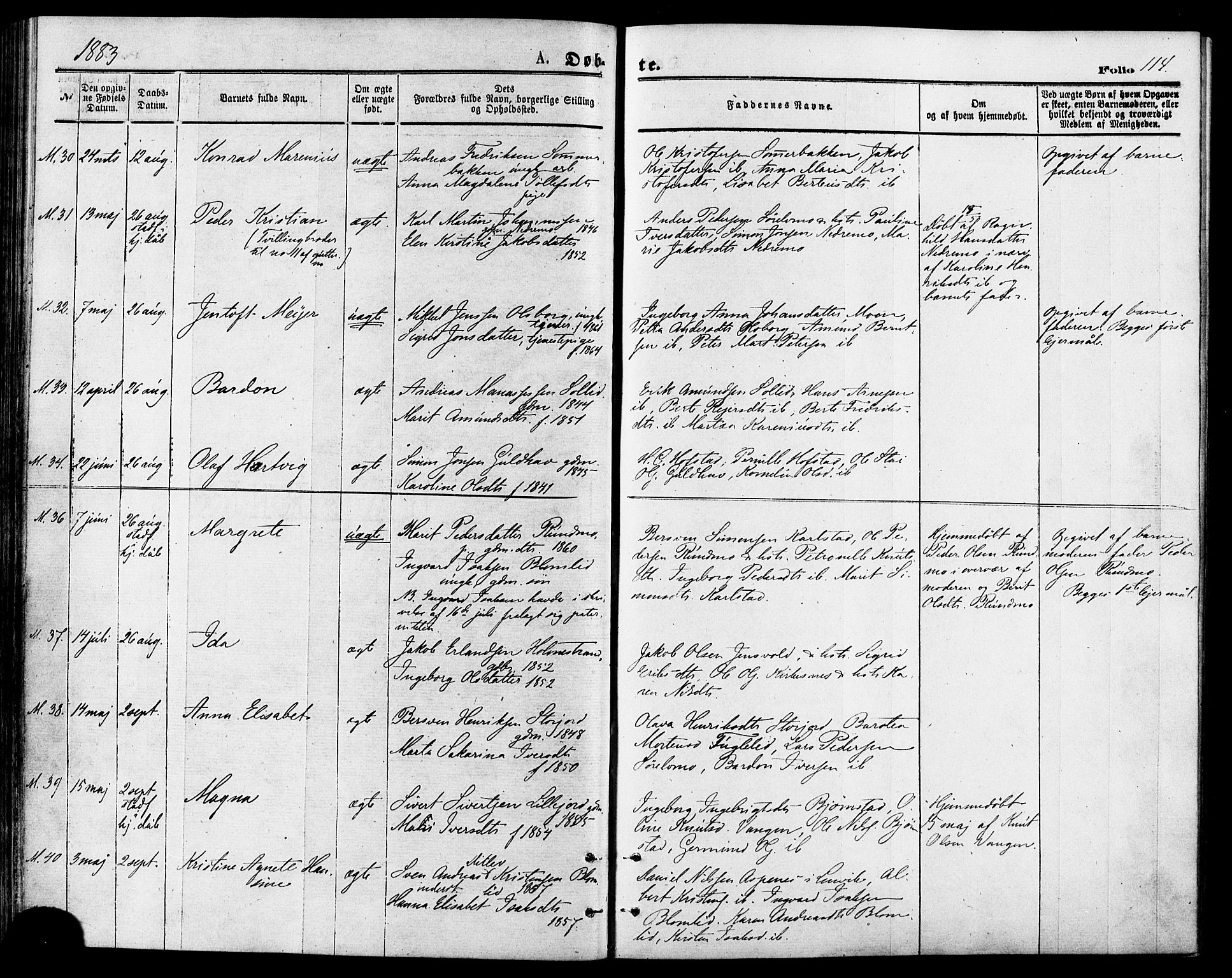 Målselv sokneprestembete, AV/SATØ-S-1311/G/Ga/Gaa/L0005kirke: Parish register (official) no. 5, 1872-1884, p. 114