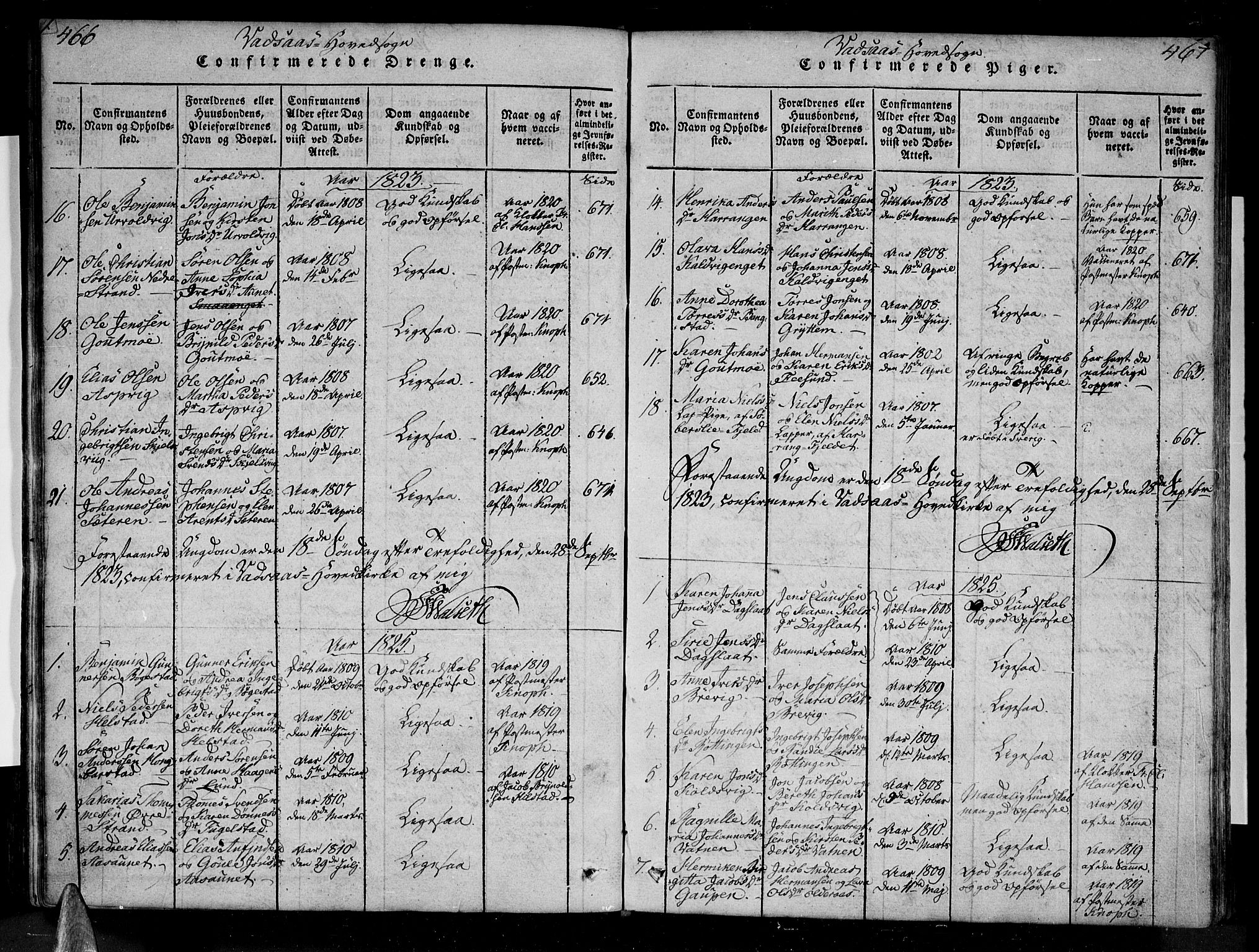 Ministerialprotokoller, klokkerbøker og fødselsregistre - Nordland, AV/SAT-A-1459/810/L0142: Parish register (official) no. 810A06 /1, 1819-1841, p. 466-467