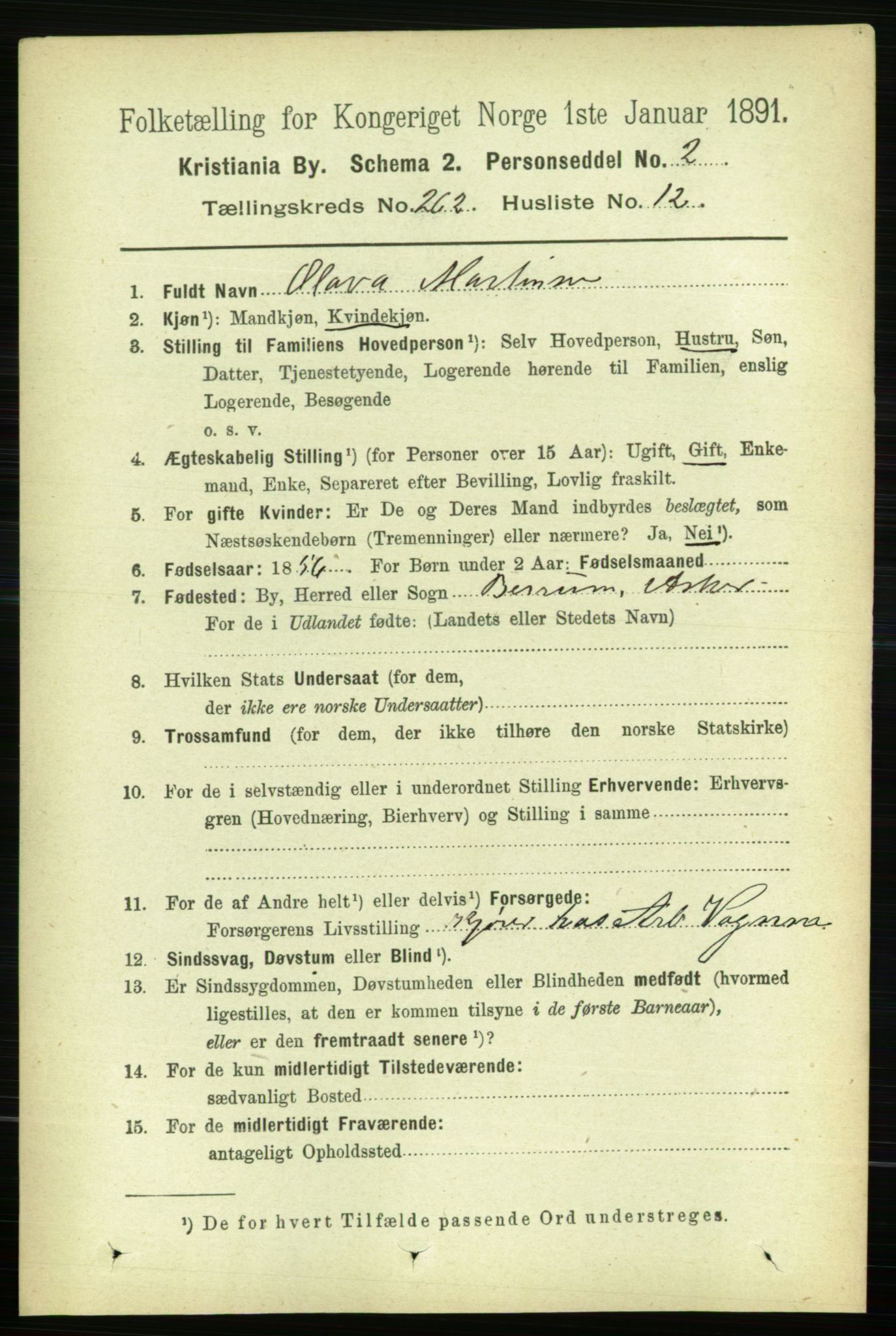 RA, 1891 census for 0301 Kristiania, 1891, p. 159304