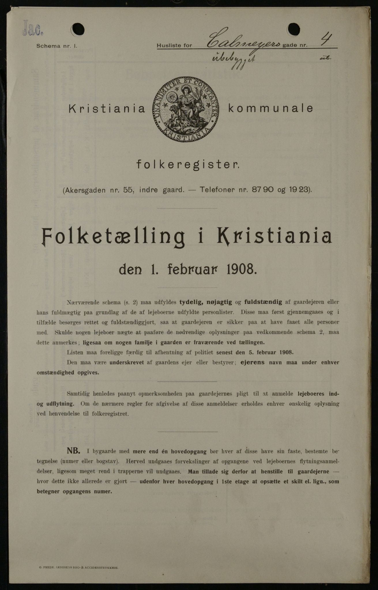 OBA, Municipal Census 1908 for Kristiania, 1908, p. 10692