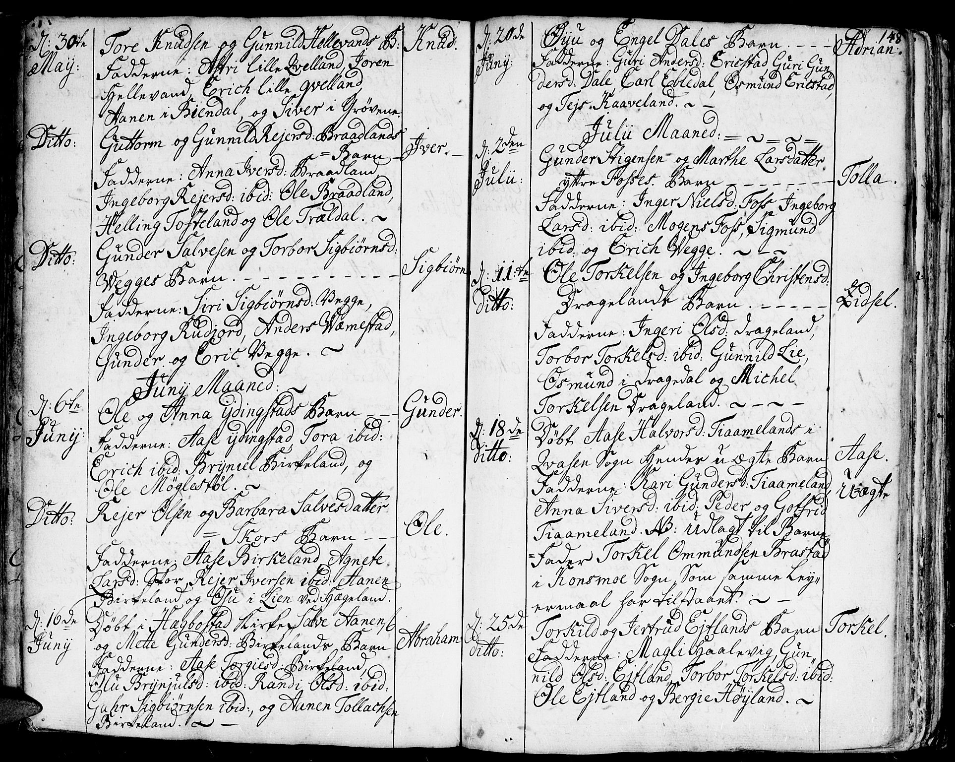 Lyngdal sokneprestkontor, AV/SAK-1111-0029/F/Fa/Fac/L0001: Parish register (official) no. A 1, 1727-1779, p. 148