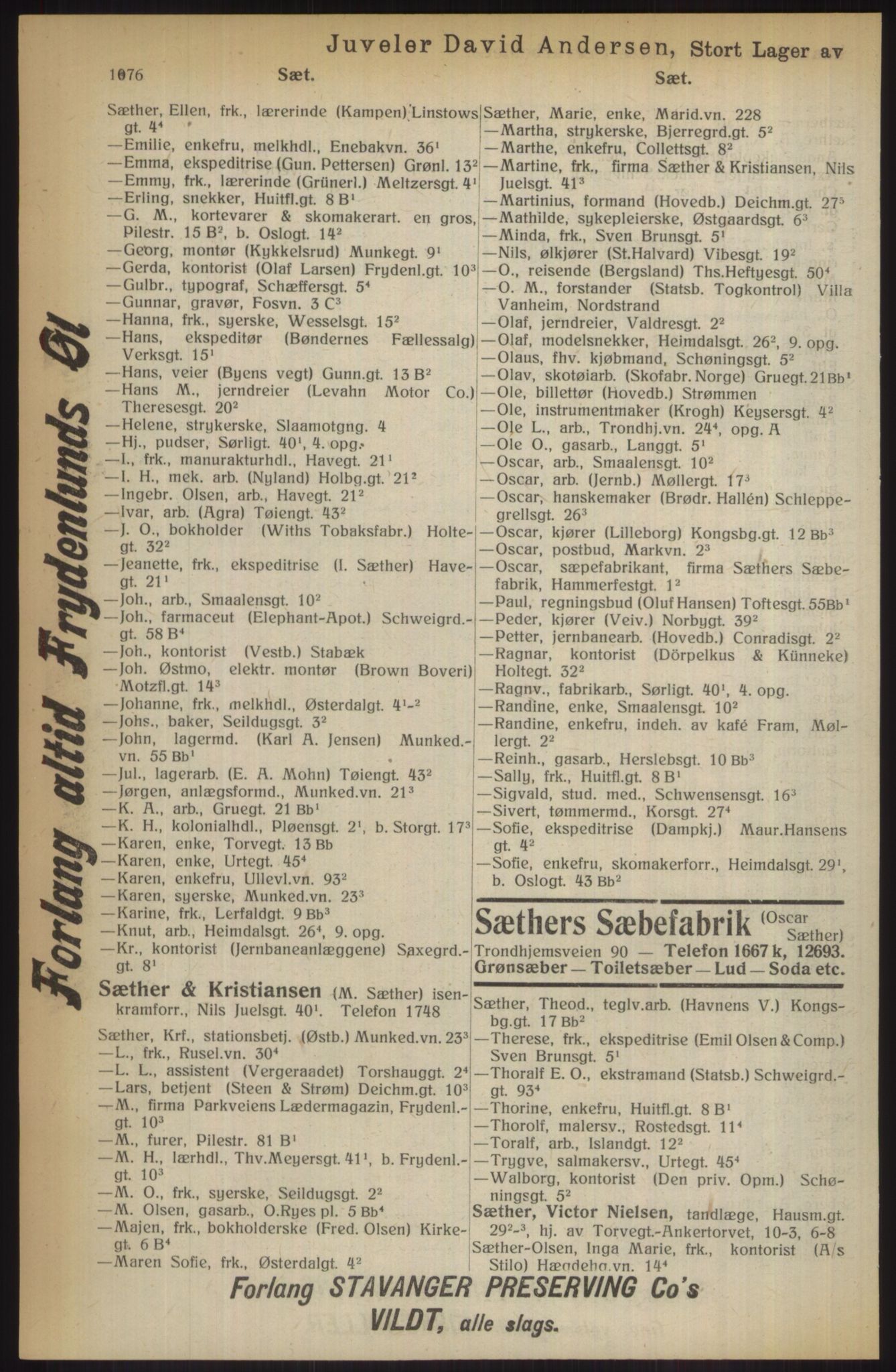 Kristiania/Oslo adressebok, PUBL/-, 1914, p. 1076