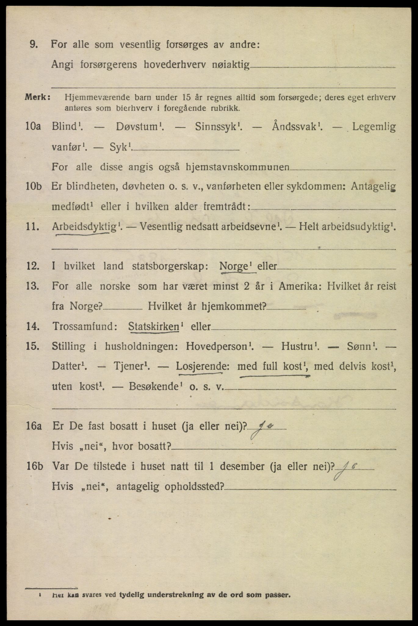 SAK, 1920 census for Oddernes, 1920, p. 2818