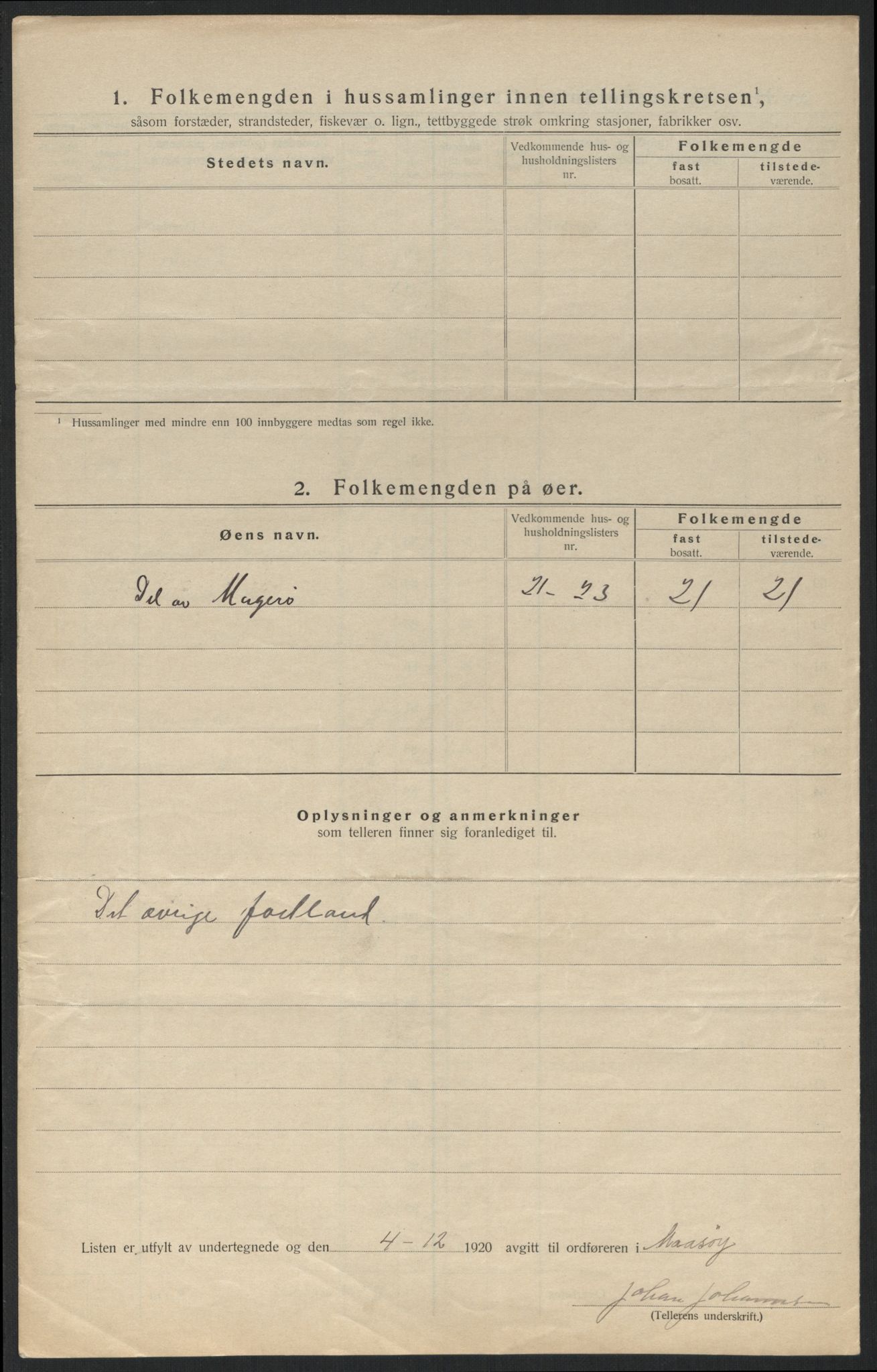 SATØ, 1920 census for Måsøy, 1920, p. 12