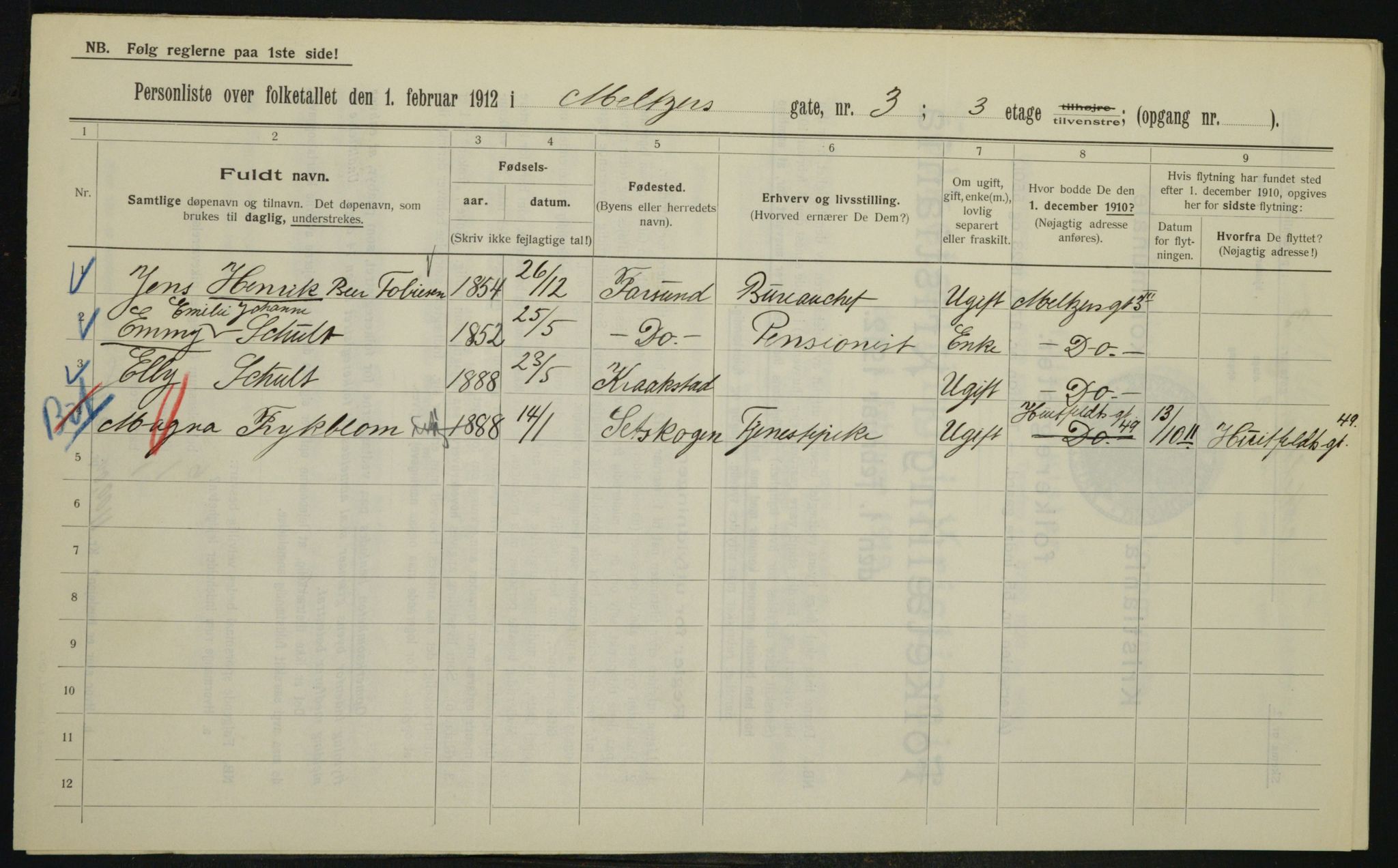 OBA, Municipal Census 1912 for Kristiania, 1912, p. 65675