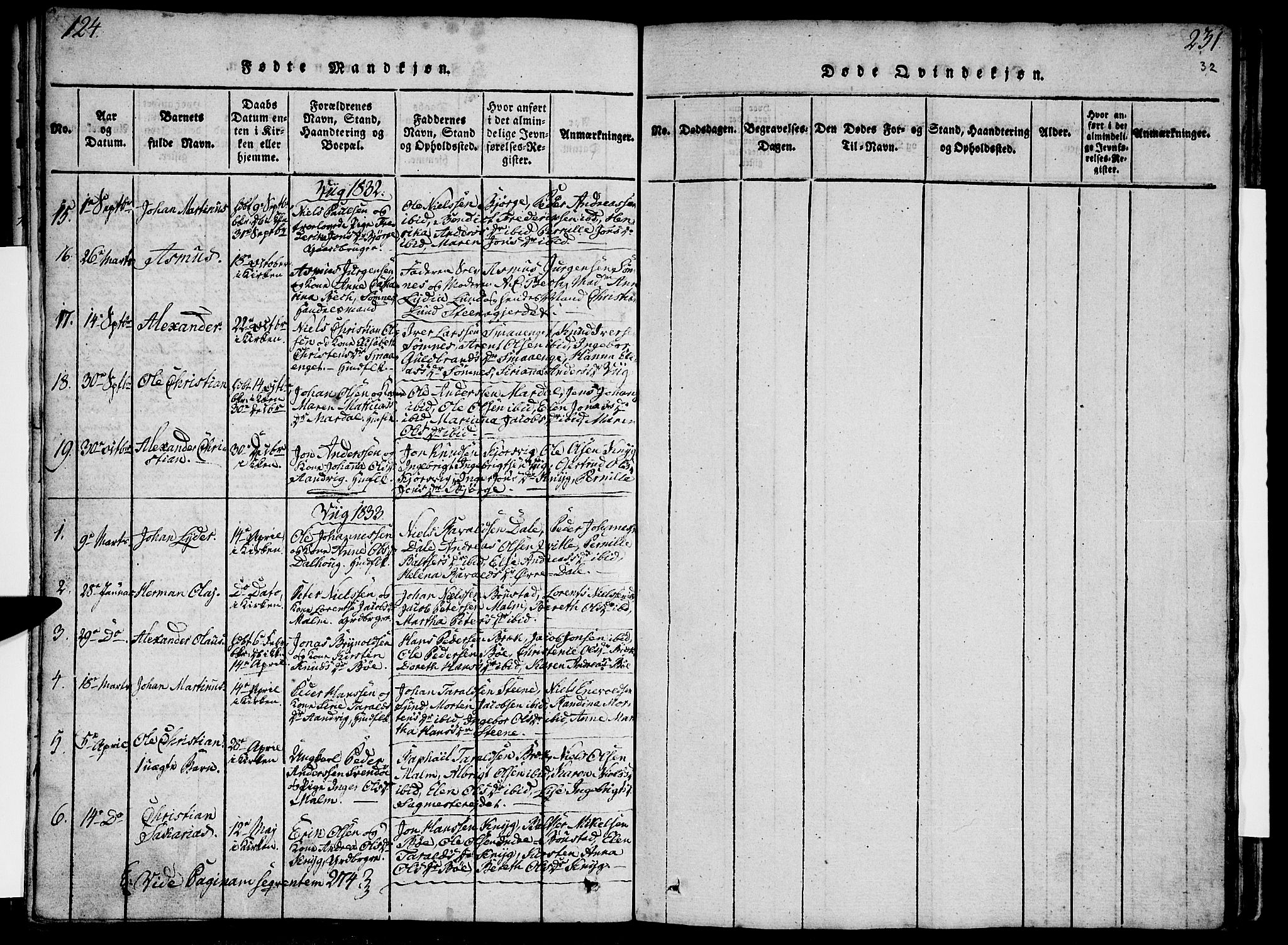 Ministerialprotokoller, klokkerbøker og fødselsregistre - Nordland, SAT/A-1459/812/L0175: Parish register (official) no. 812A04, 1820-1833, p. 124-125