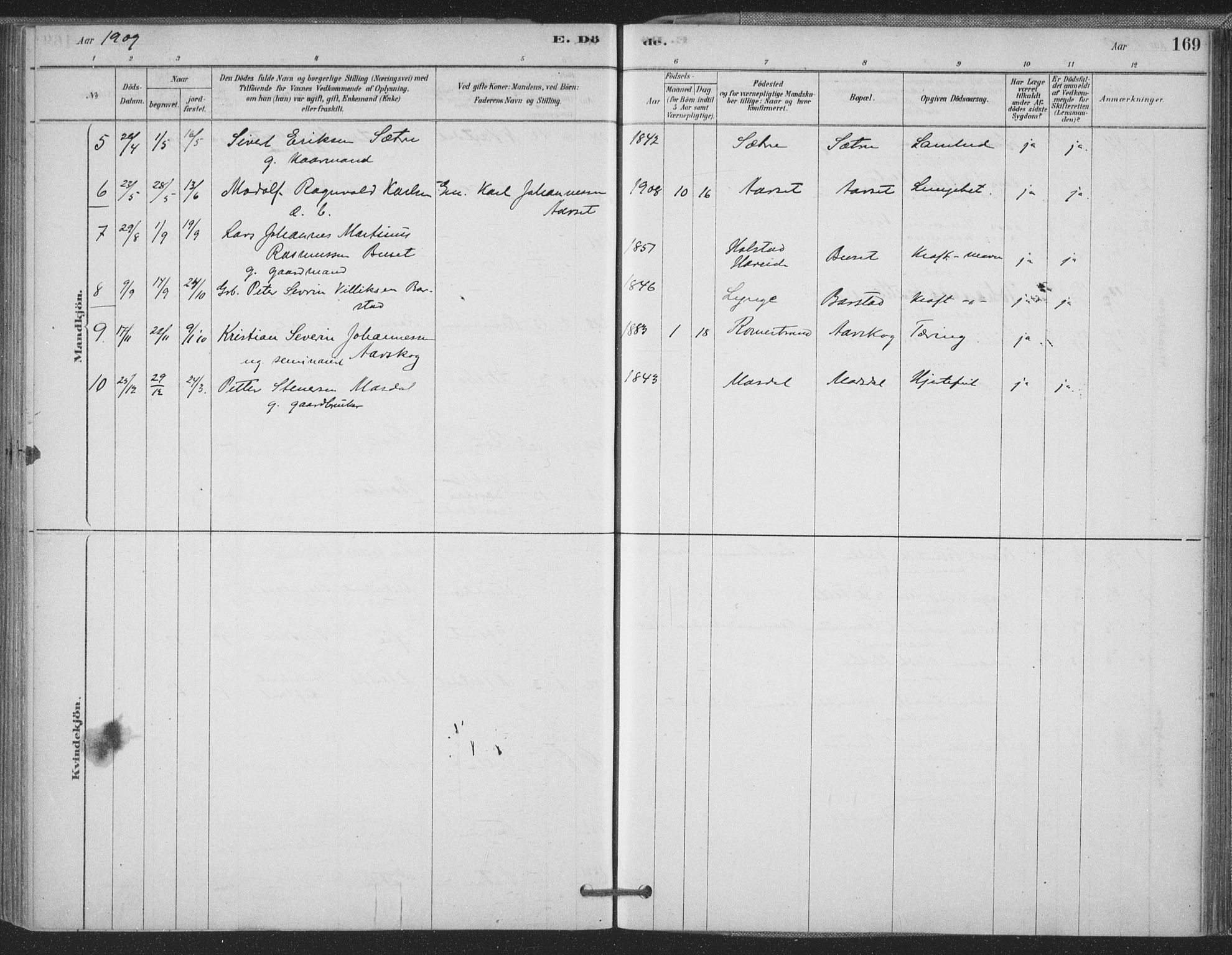 Ministerialprotokoller, klokkerbøker og fødselsregistre - Møre og Romsdal, AV/SAT-A-1454/514/L0199: Parish register (official) no. 514A01, 1878-1912, p. 169