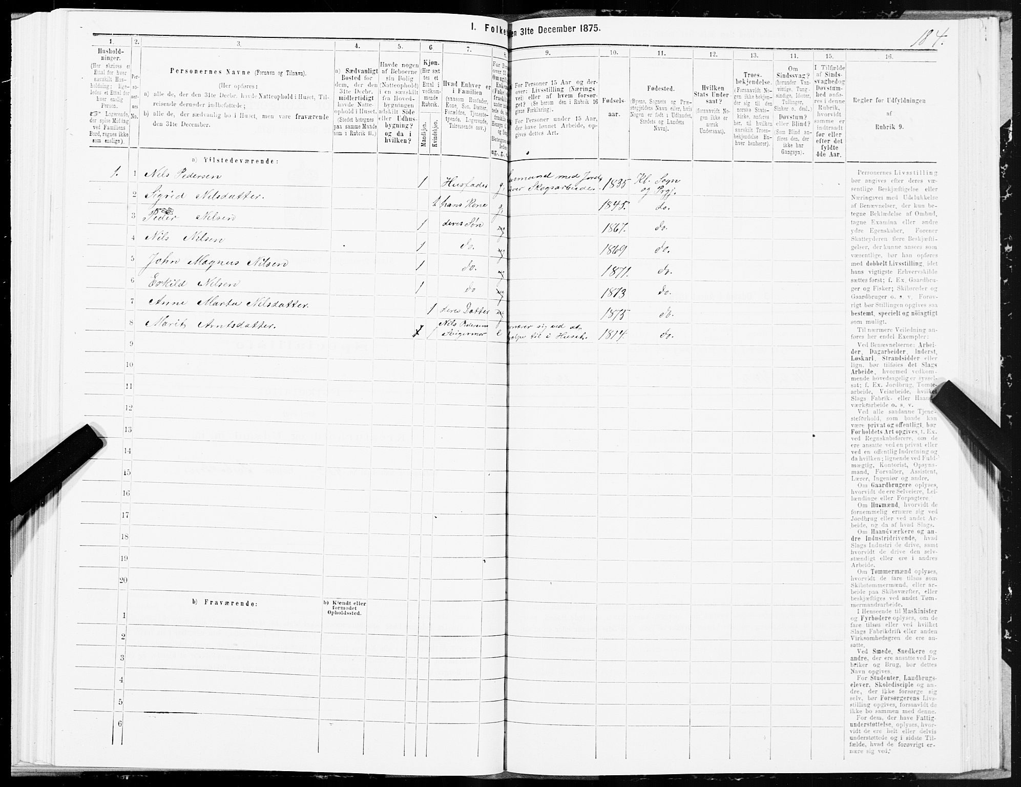 SAT, 1875 census for 1662P Klæbu, 1875, p. 1184