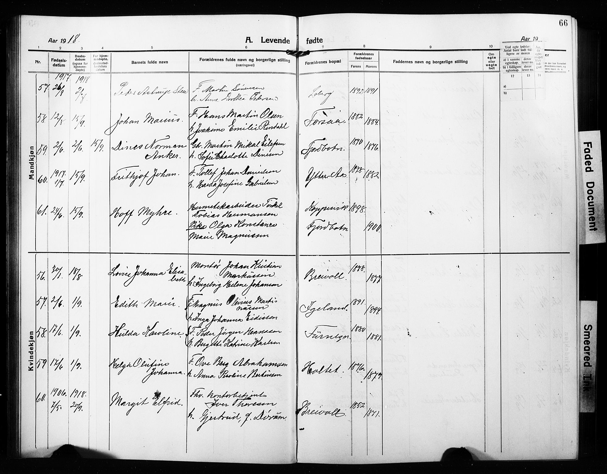 Ibestad sokneprestembete, AV/SATØ-S-0077/H/Ha/Hab/L0010klokker: Parish register (copy) no. 10, 1915-1929, p. 66
