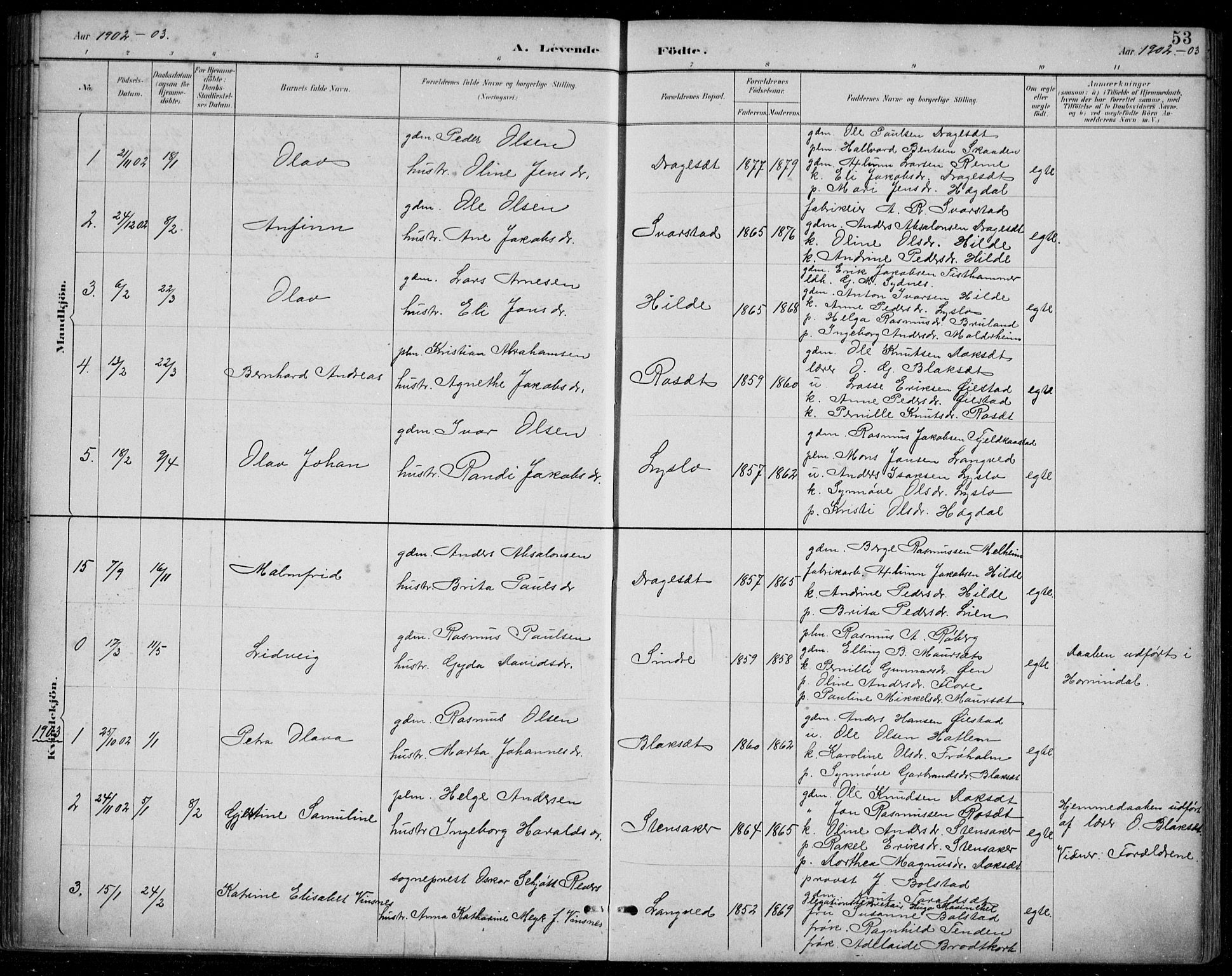 Innvik sokneprestembete, SAB/A-80501: Parish register (copy) no. A 3, 1886-1912, p. 53
