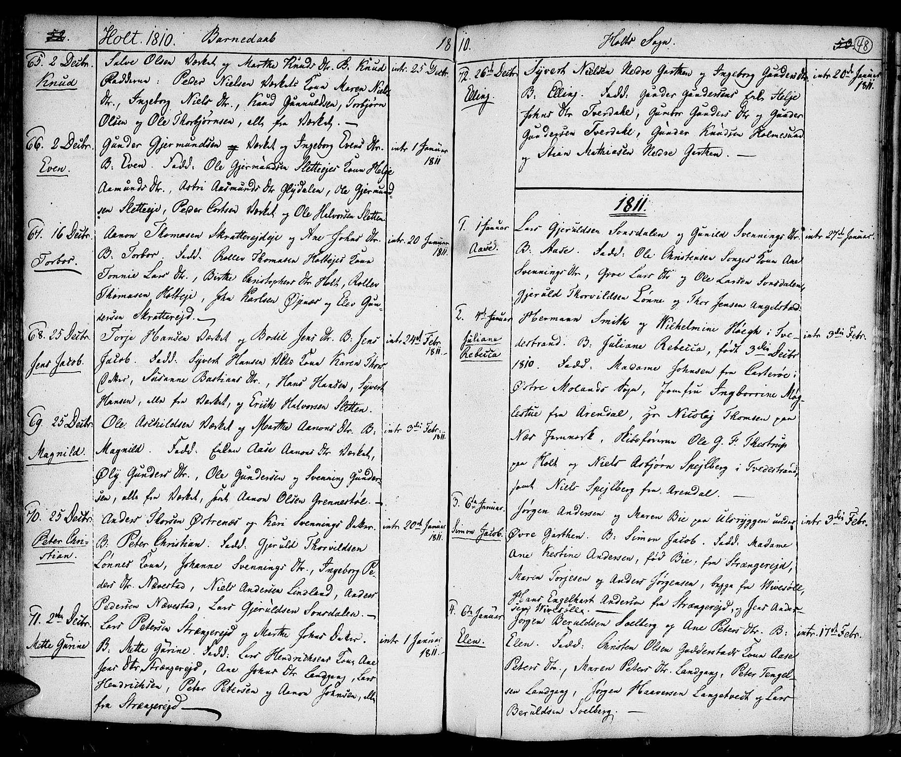 Holt sokneprestkontor, SAK/1111-0021/F/Fa/L0004: Parish register (official) no. A 4, 1799-1813, p. 48