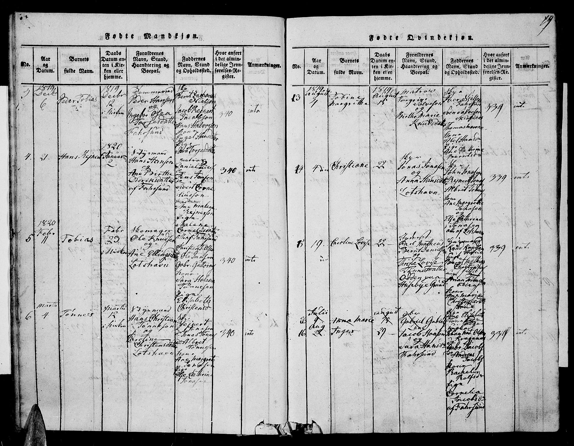 Farsund sokneprestkontor, SAK/1111-0009/F/Fa/L0002: Parish register (official) no. A 2, 1815-1836, p. 19