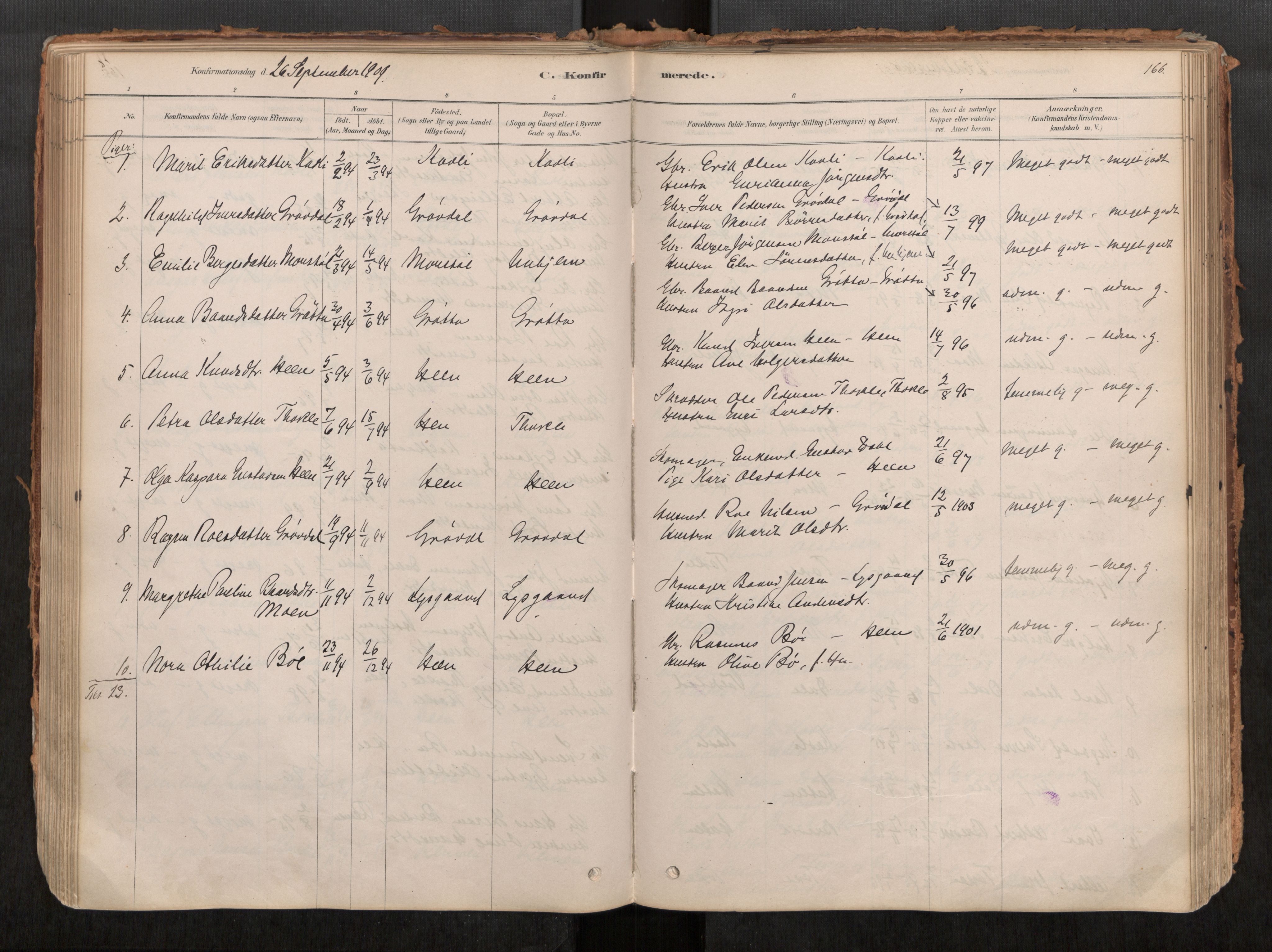Ministerialprotokoller, klokkerbøker og fødselsregistre - Møre og Romsdal, SAT/A-1454/545/L0594: Parish register (official) no. 545A03, 1878-1920, p. 166