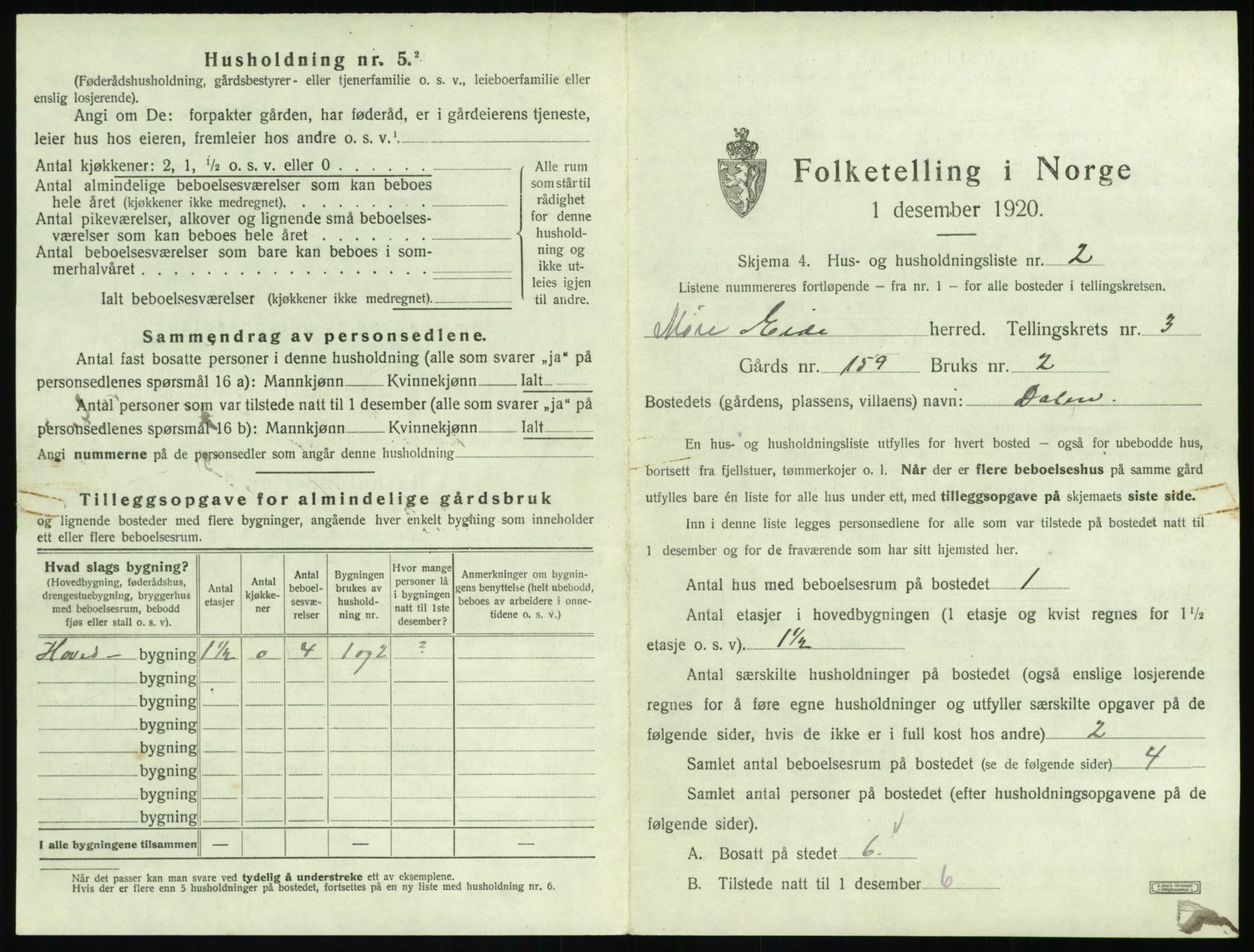 SAT, 1920 census for Eid (MR), 1920, p. 182