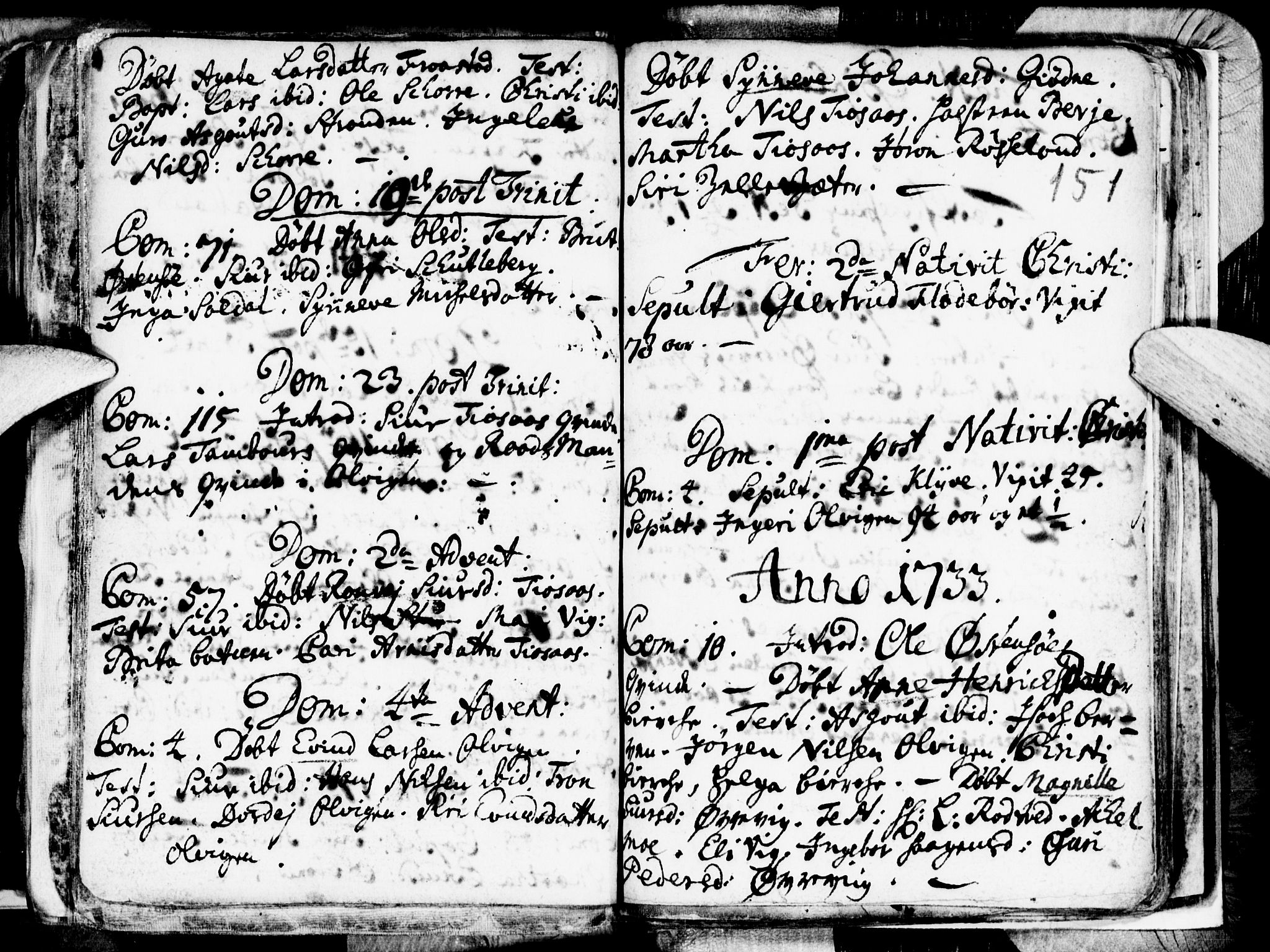 Kvam sokneprestembete, SAB/A-76201/H/Haa: Parish register (official) no. A 1, 1690-1741, p. 151