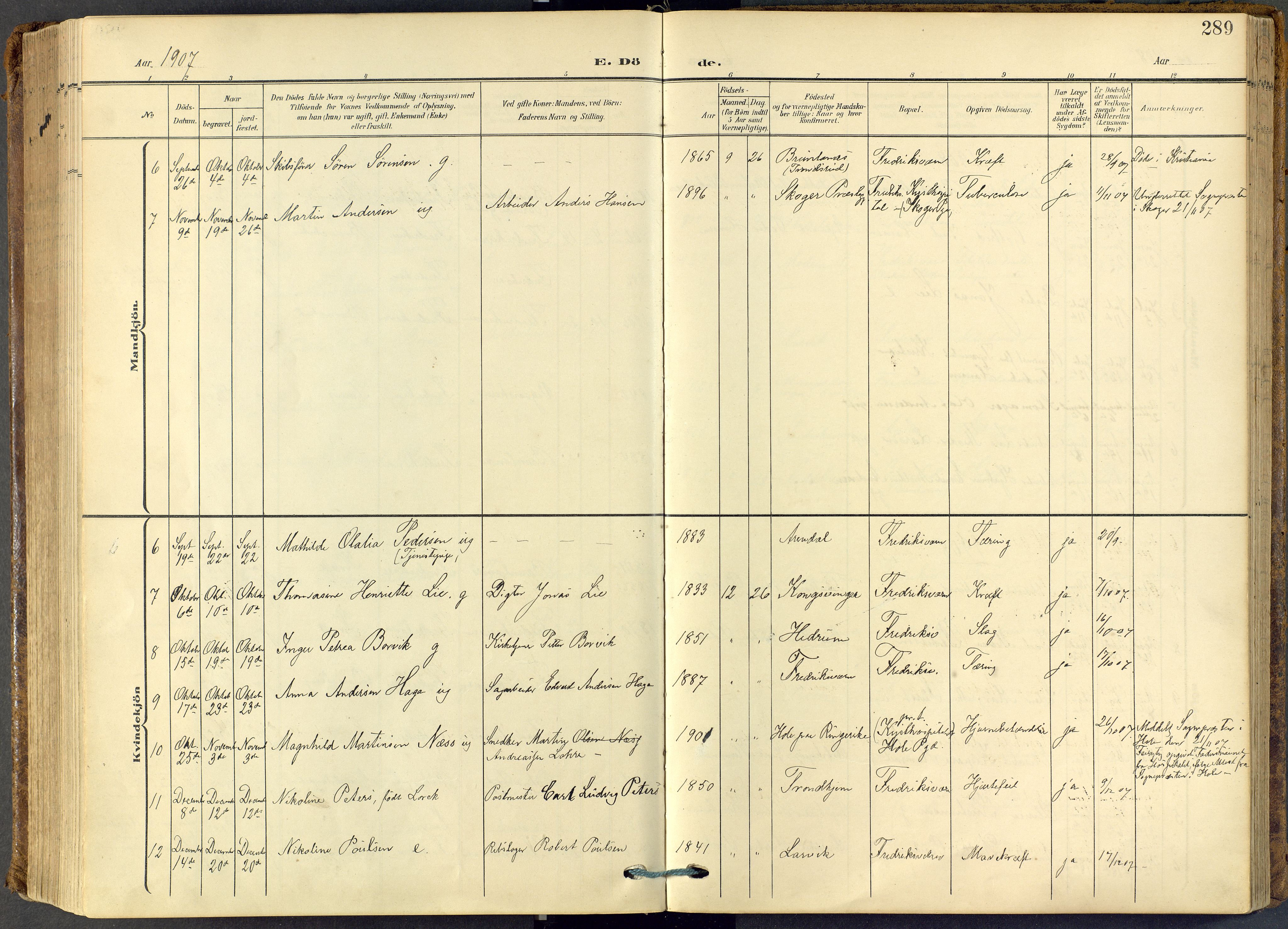 Stavern kirkebøker, SAKO/A-318/F/Fa/L0009: Parish register (official) no. 9, 1906-1955, p. 289