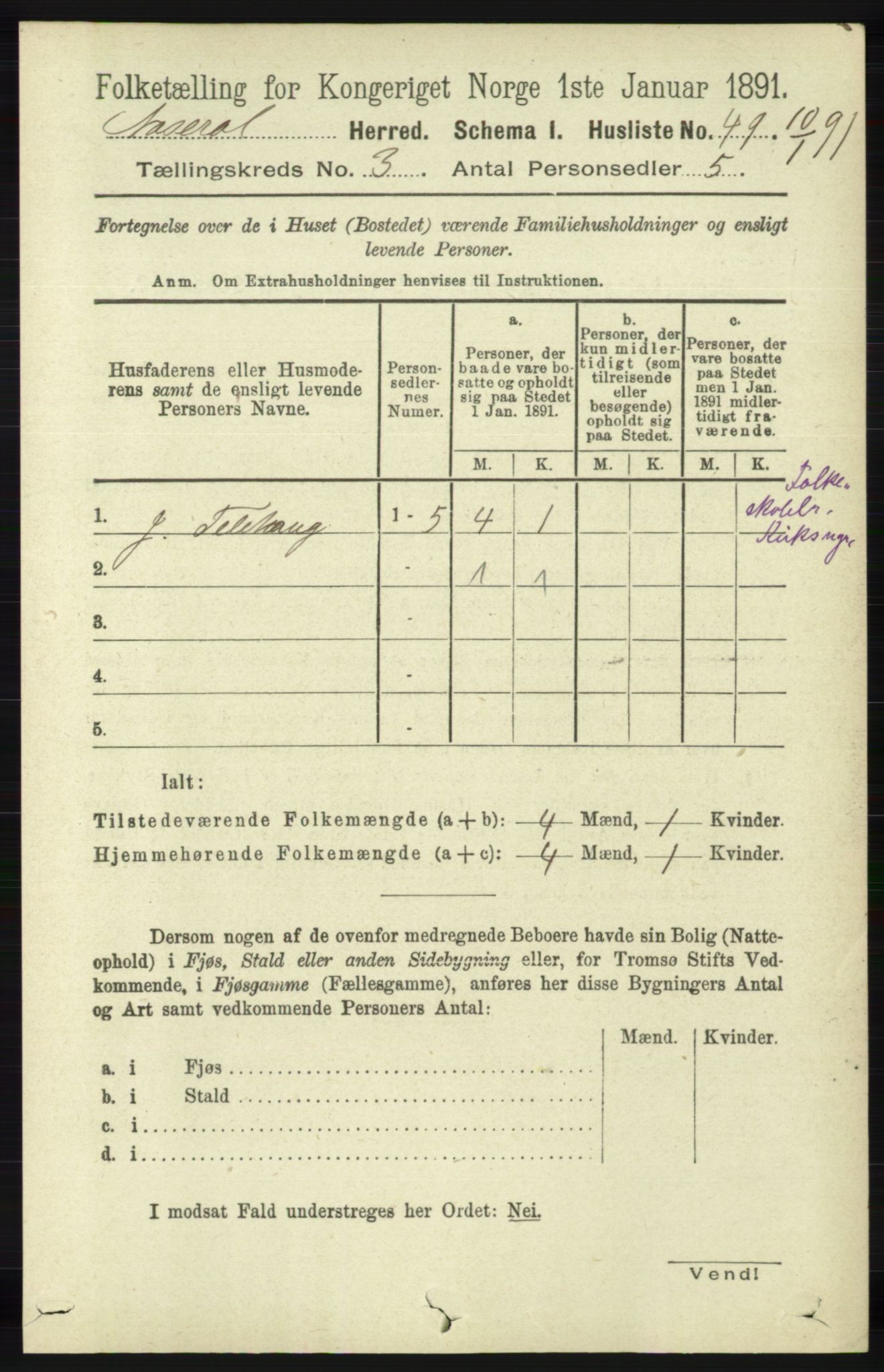 RA, 1891 census for 1026 Åseral, 1891, p. 772