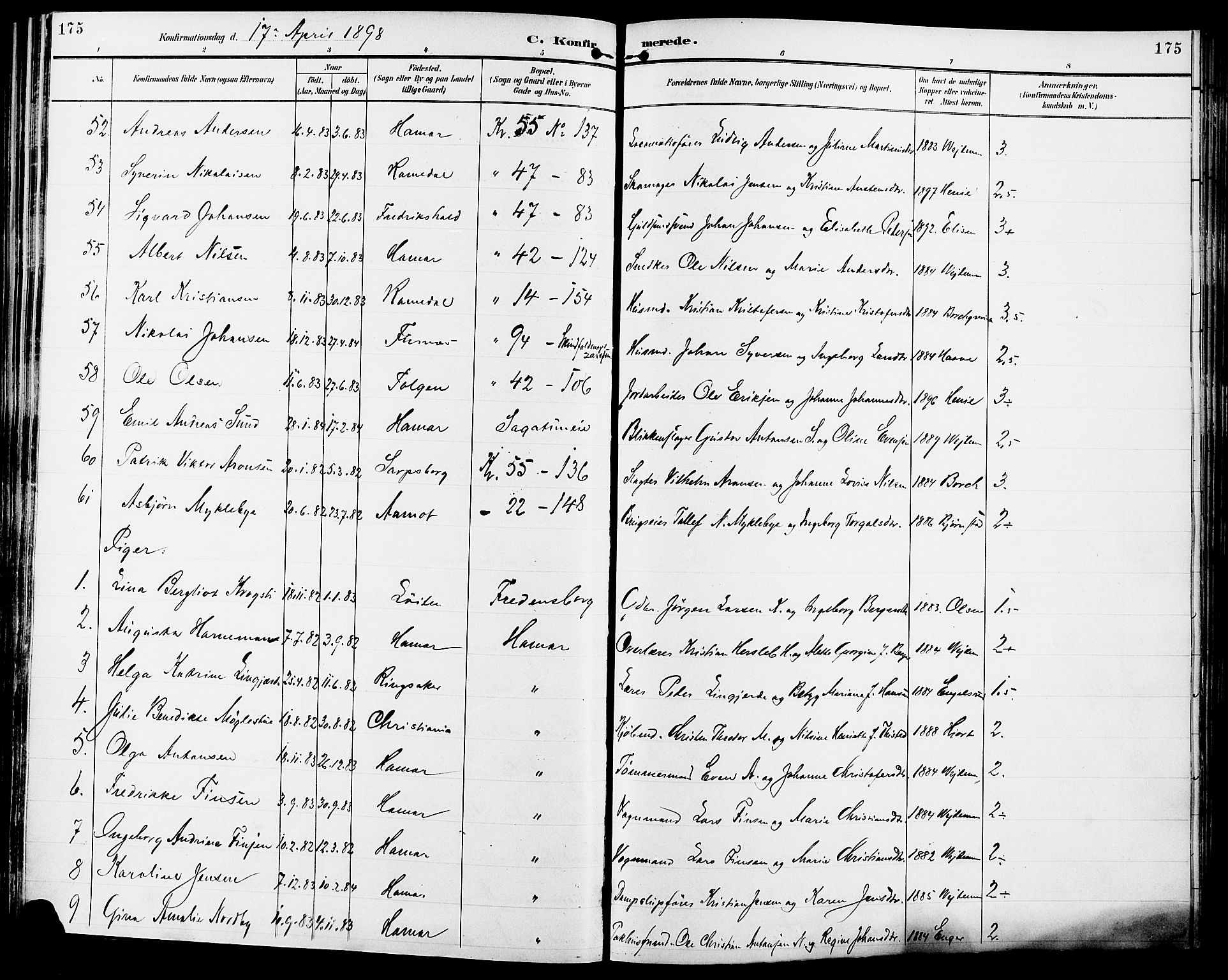 Vang prestekontor, Hedmark, AV/SAH-PREST-008/H/Ha/Haa/L0017: Parish register (official) no. 17, 1890-1899, p. 175