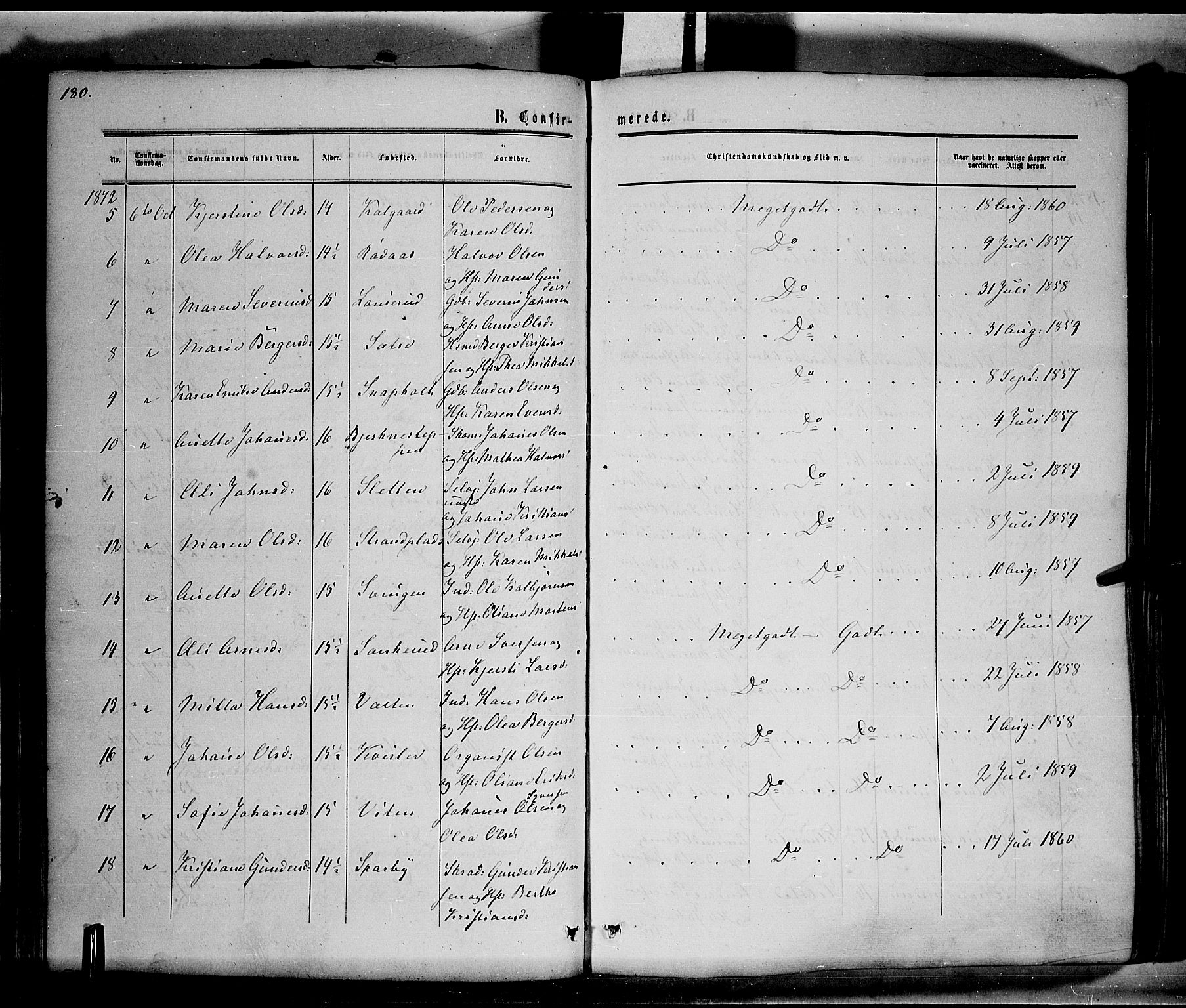 Hof prestekontor, AV/SAH-PREST-038/H/Ha/Haa/L0009: Parish register (official) no. 9, 1862-1877, p. 181