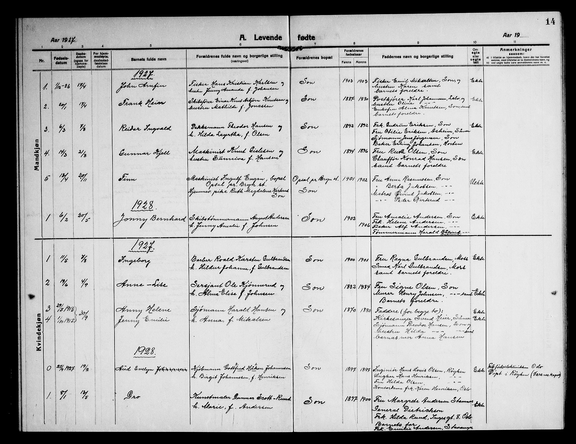 Vestby prestekontor Kirkebøker, AV/SAO-A-10893/G/Gc/L0004: Parish register (copy) no. III 4, 1915-1946, p. 14