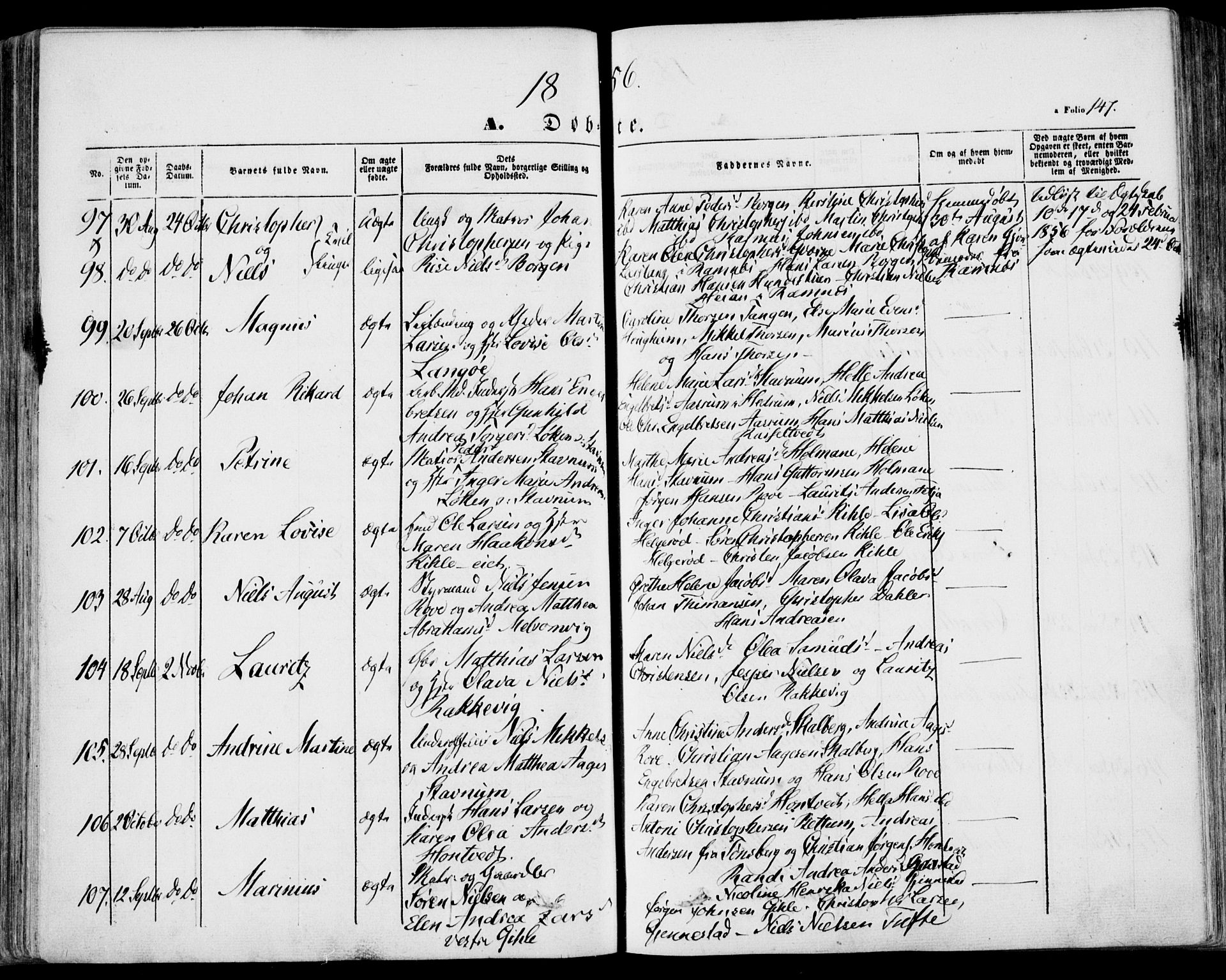 Stokke kirkebøker, SAKO/A-320/F/Fa/L0007: Parish register (official) no. I 7, 1844-1857, p. 147