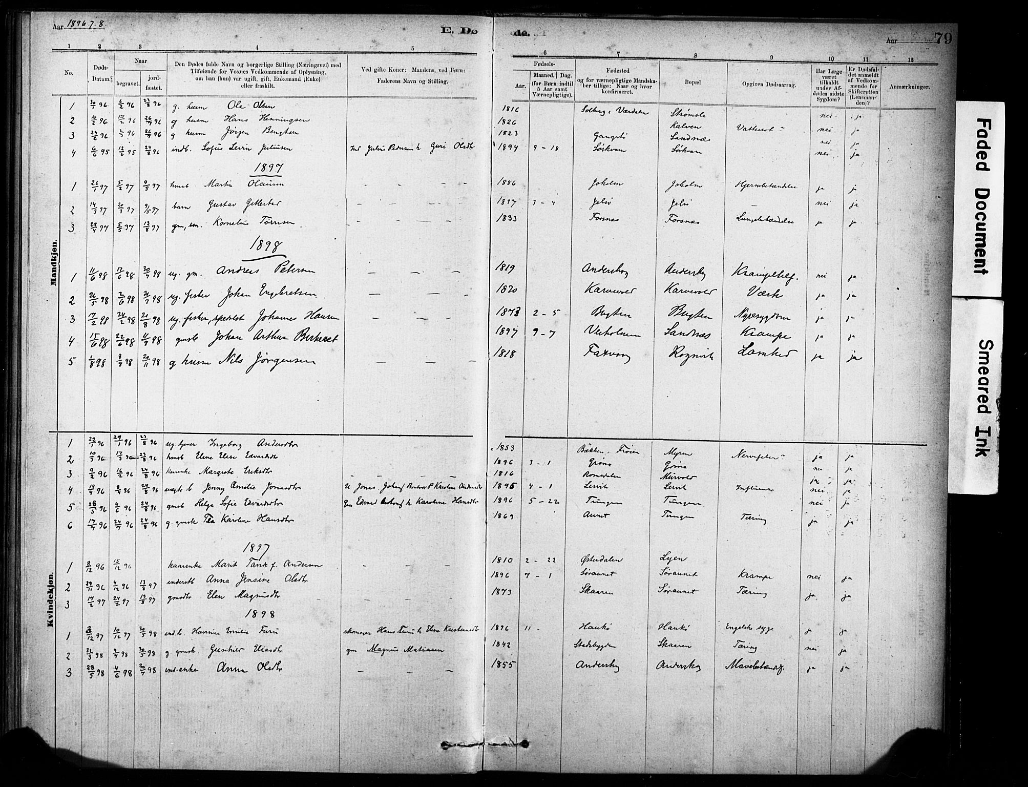 Ministerialprotokoller, klokkerbøker og fødselsregistre - Sør-Trøndelag, AV/SAT-A-1456/635/L0551: Parish register (official) no. 635A01, 1882-1899, p. 79