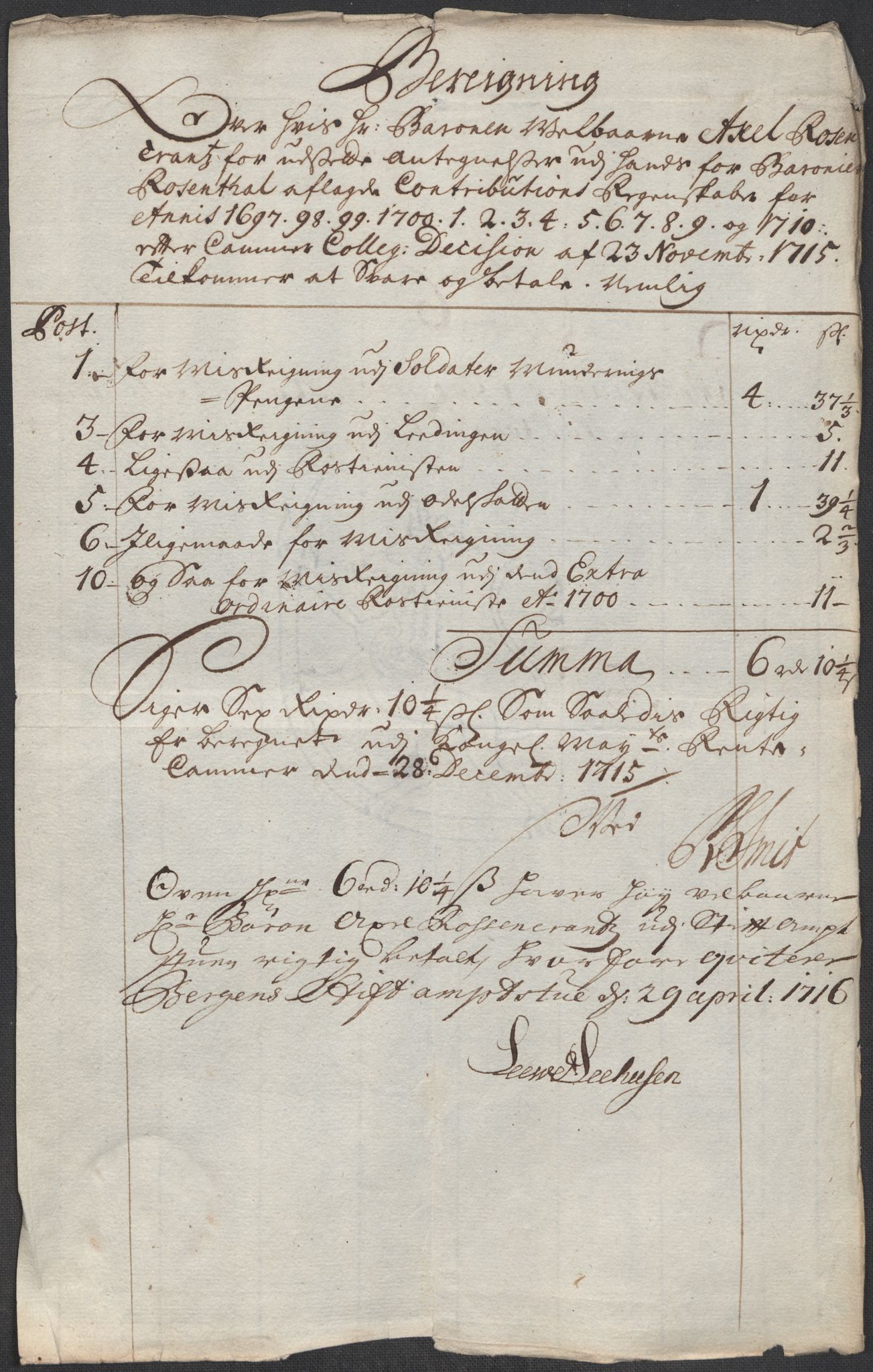 Rentekammeret inntil 1814, Reviderte regnskaper, Fogderegnskap, AV/RA-EA-4092/R49/L3139: Fogderegnskap Rosendal Baroni, 1715-1717, p. 83