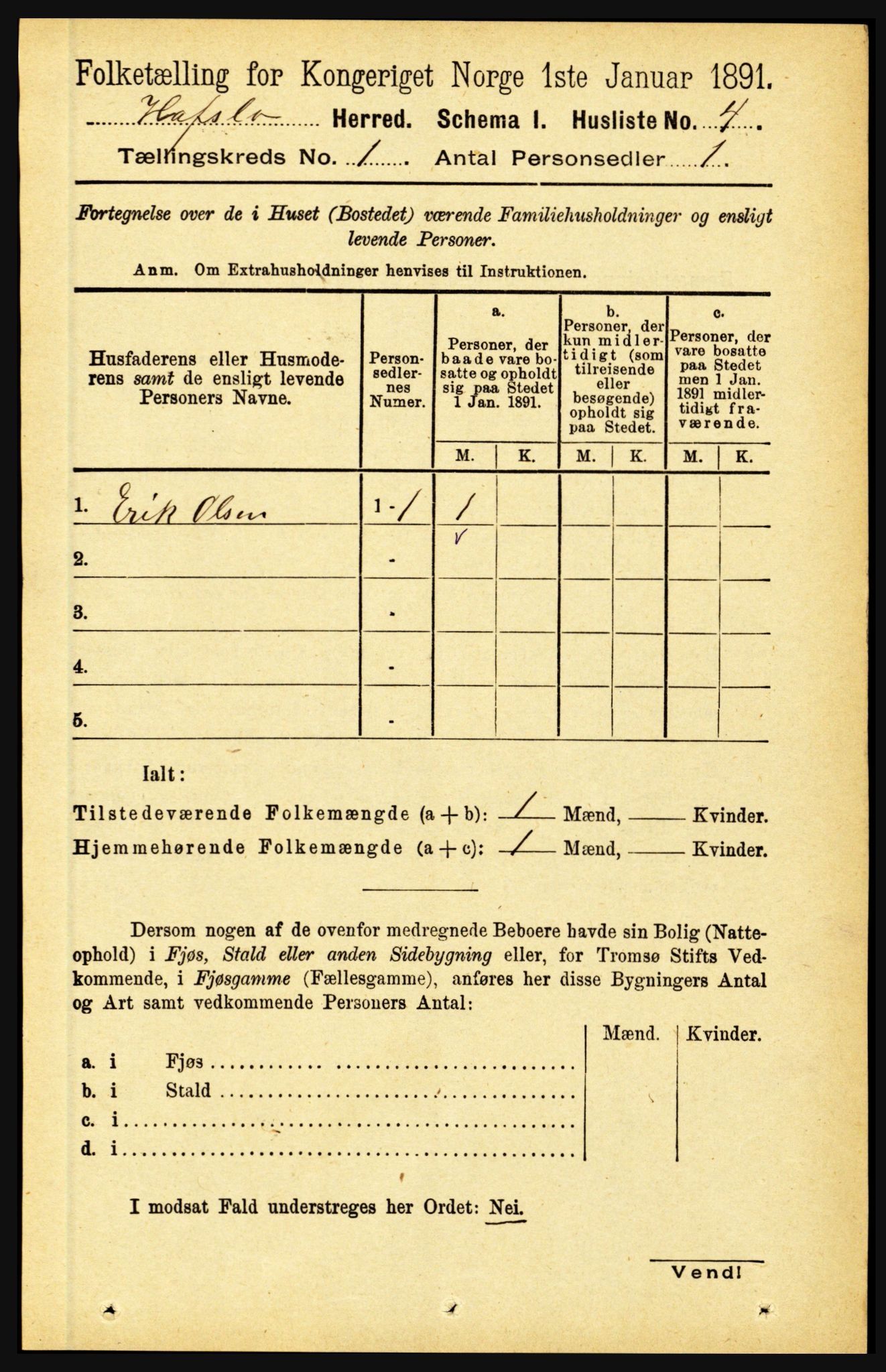 RA, 1891 census for 1425 Hafslo, 1891, p. 33