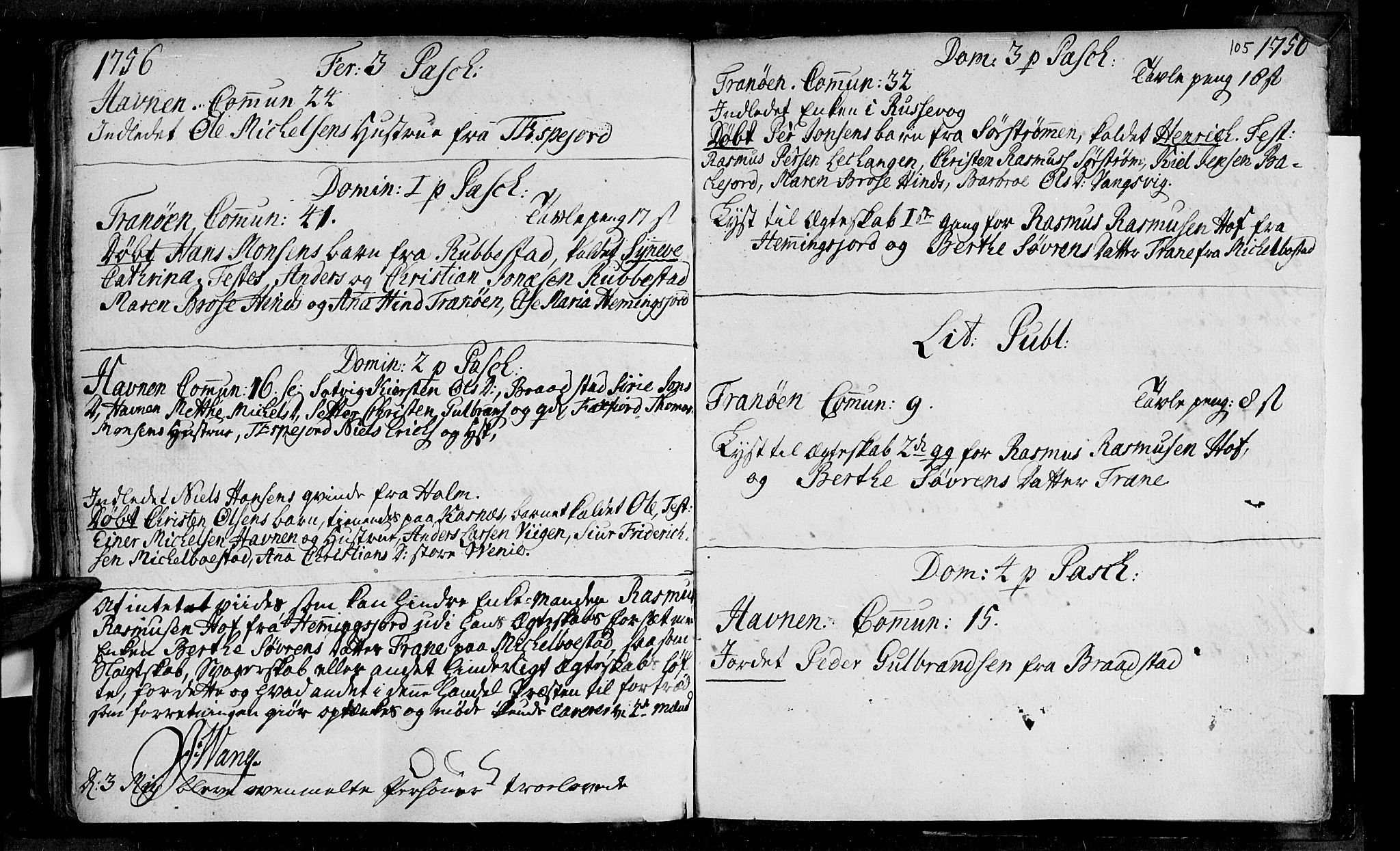 Ibestad sokneprestembete, AV/SATØ-S-0077/H/Ha/Haa/L0001kirke: Parish register (official) no. 1, 1744-1757, p. 105