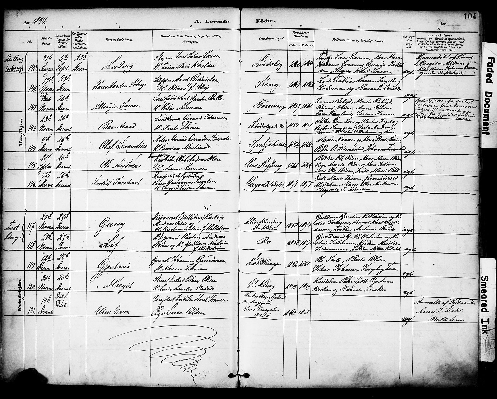 Domkirken sokneprestkontor, SAST/A-101812/001/30/30BA/L0030: Parish register (official) no. A 29, 1889-1902, p. 104