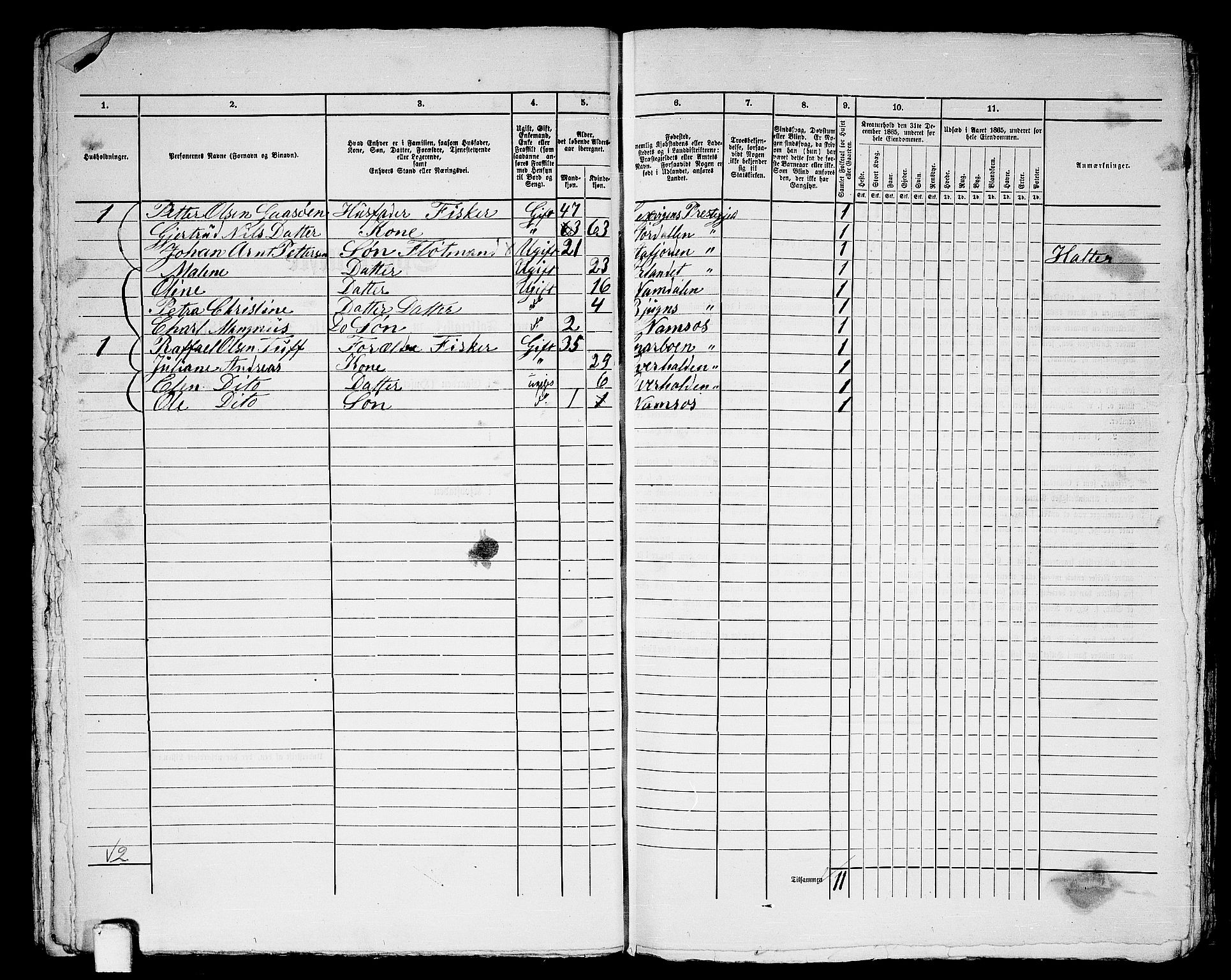 RA, 1865 census for Namsos/Namsos, 1865, p. 37