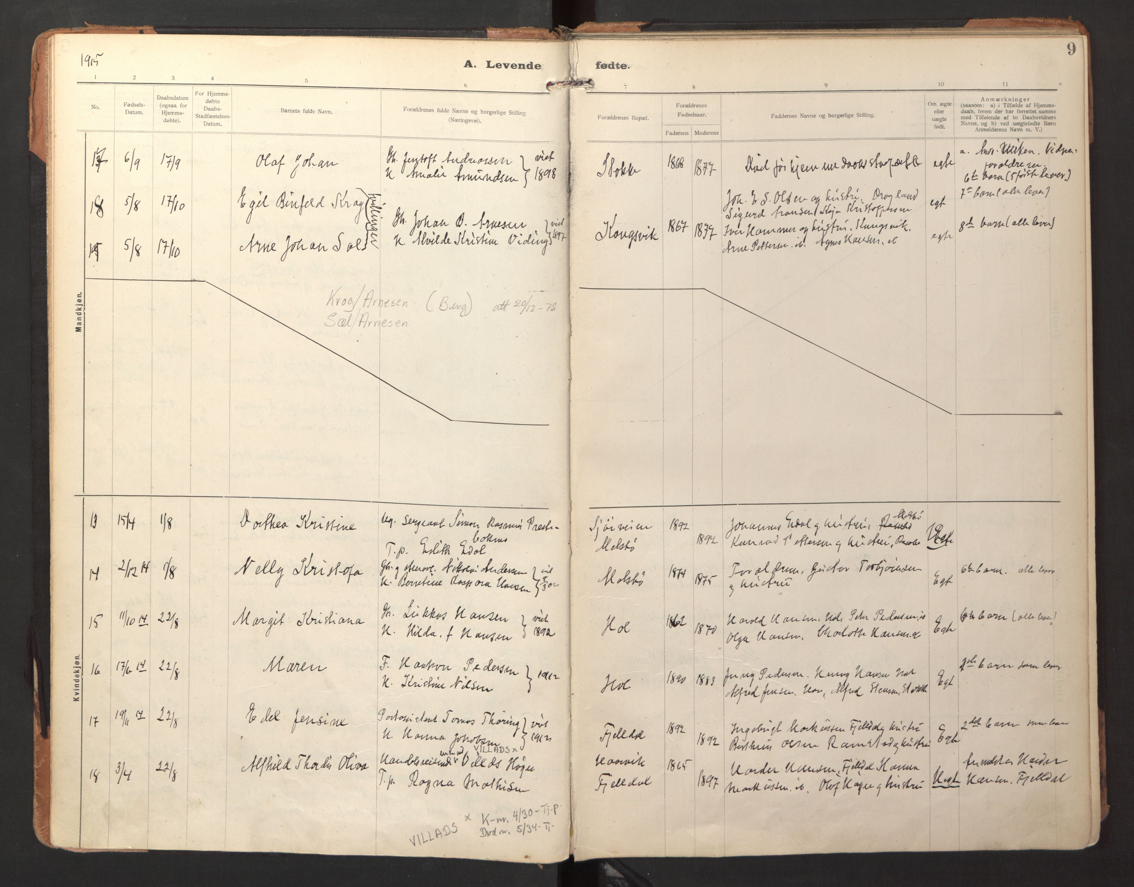 Ministerialprotokoller, klokkerbøker og fødselsregistre - Nordland, AV/SAT-A-1459/865/L0928: Parish register (official) no. 865A06, 1913-1926, p. 9