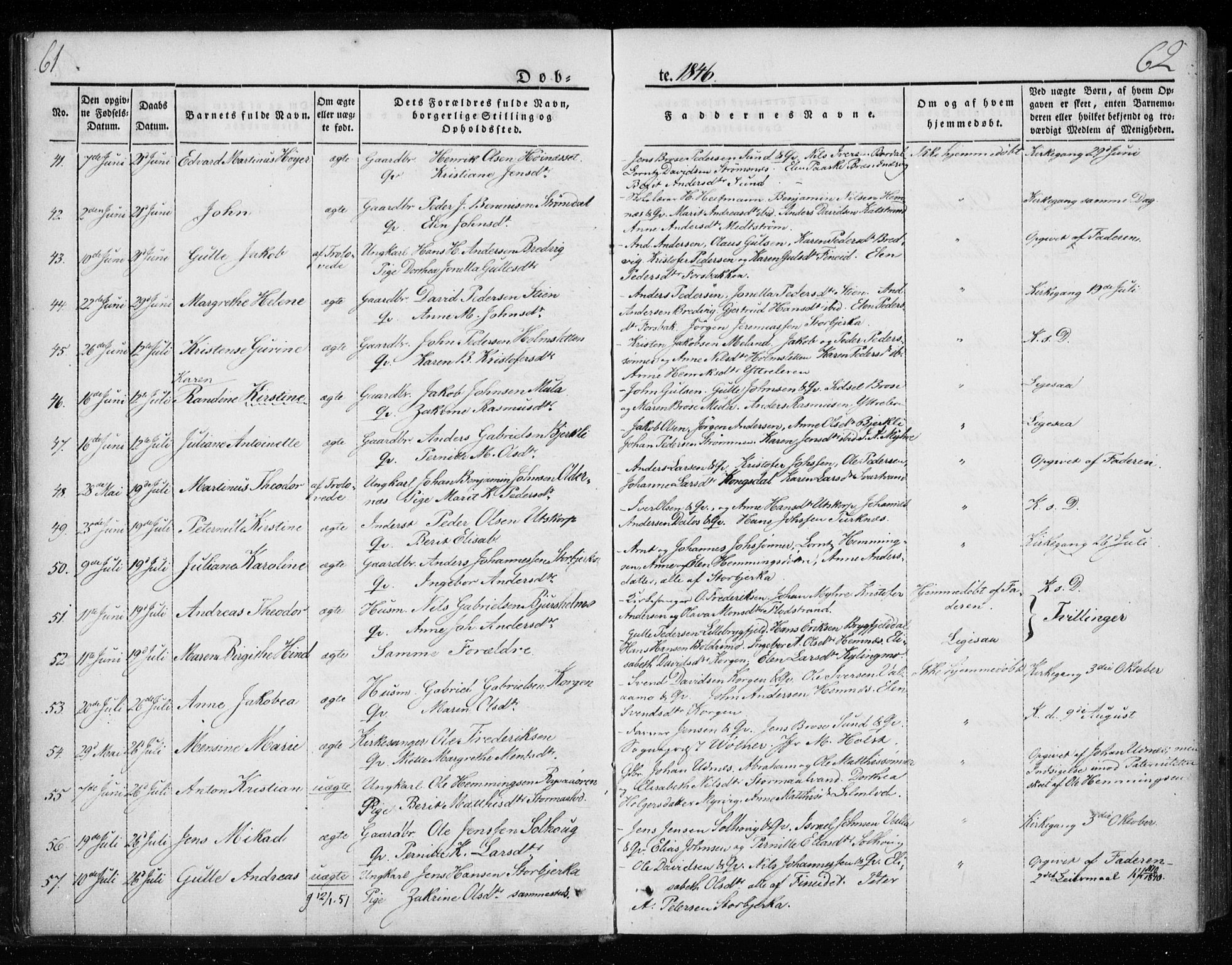 Ministerialprotokoller, klokkerbøker og fødselsregistre - Nordland, AV/SAT-A-1459/825/L0355: Parish register (official) no. 825A09, 1842-1863, p. 61-62