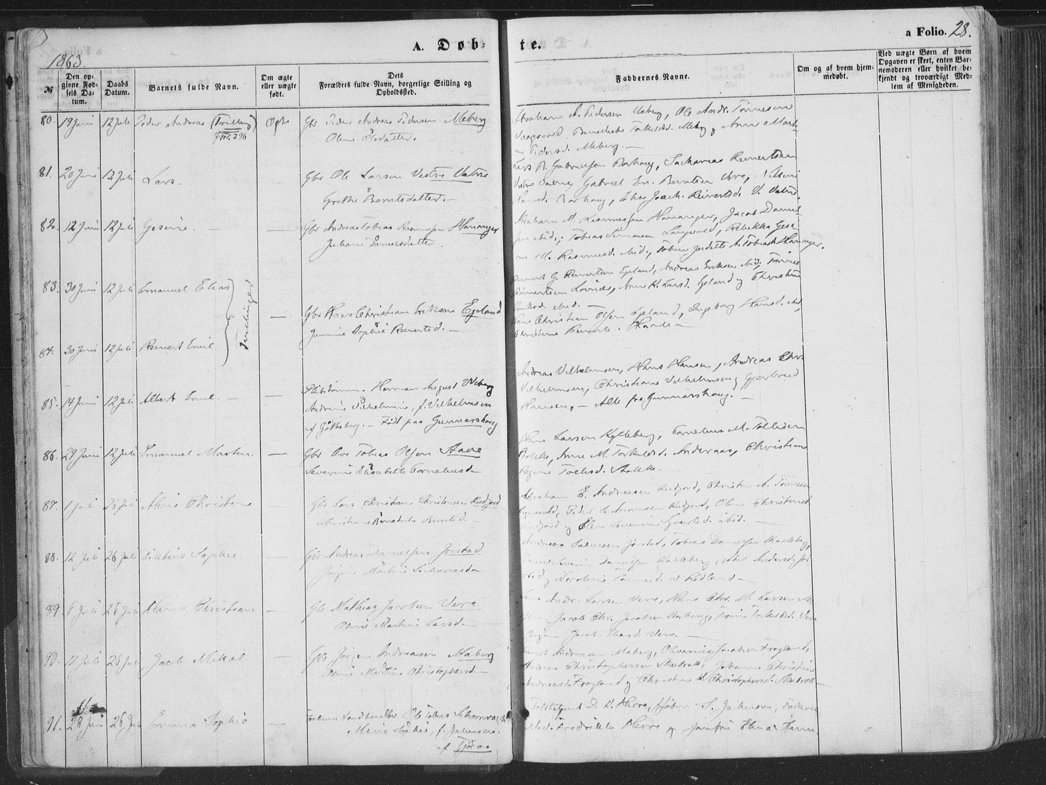 Lista sokneprestkontor, AV/SAK-1111-0027/F/Fa/L0011: Parish register (official) no. A 11, 1861-1878, p. 28