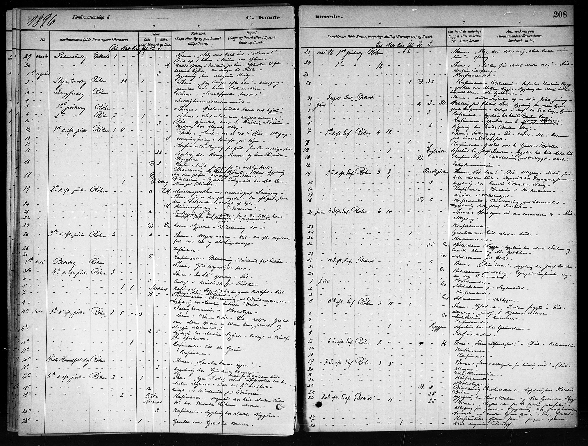 Røyken kirkebøker, AV/SAKO-A-241/F/Fa/L0008: Parish register (official) no. 8, 1880-1897, p. 208