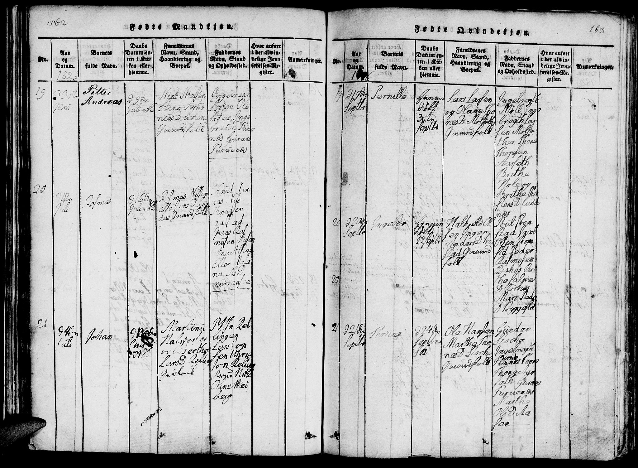 Ministerialprotokoller, klokkerbøker og fødselsregistre - Møre og Romsdal, AV/SAT-A-1454/519/L0260: Parish register (copy) no. 519C01, 1817-1829, p. 162-163