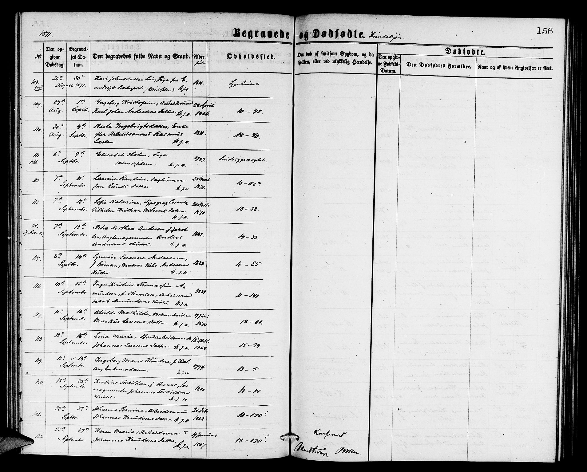 Domkirken sokneprestembete, AV/SAB-A-74801/H/Hab/L0040: Parish register (copy) no. E 4, 1868-1877, p. 156